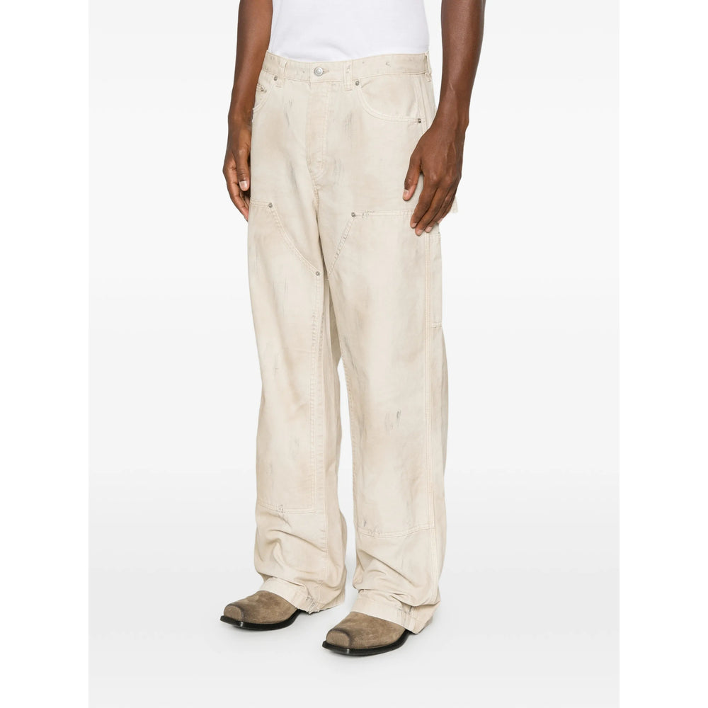 Cole Buxton Relaxed-Fit Cotton Blend Trousers — Beige, view 5