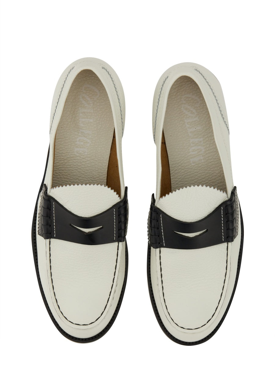 College Leather Loafer — White, view 4