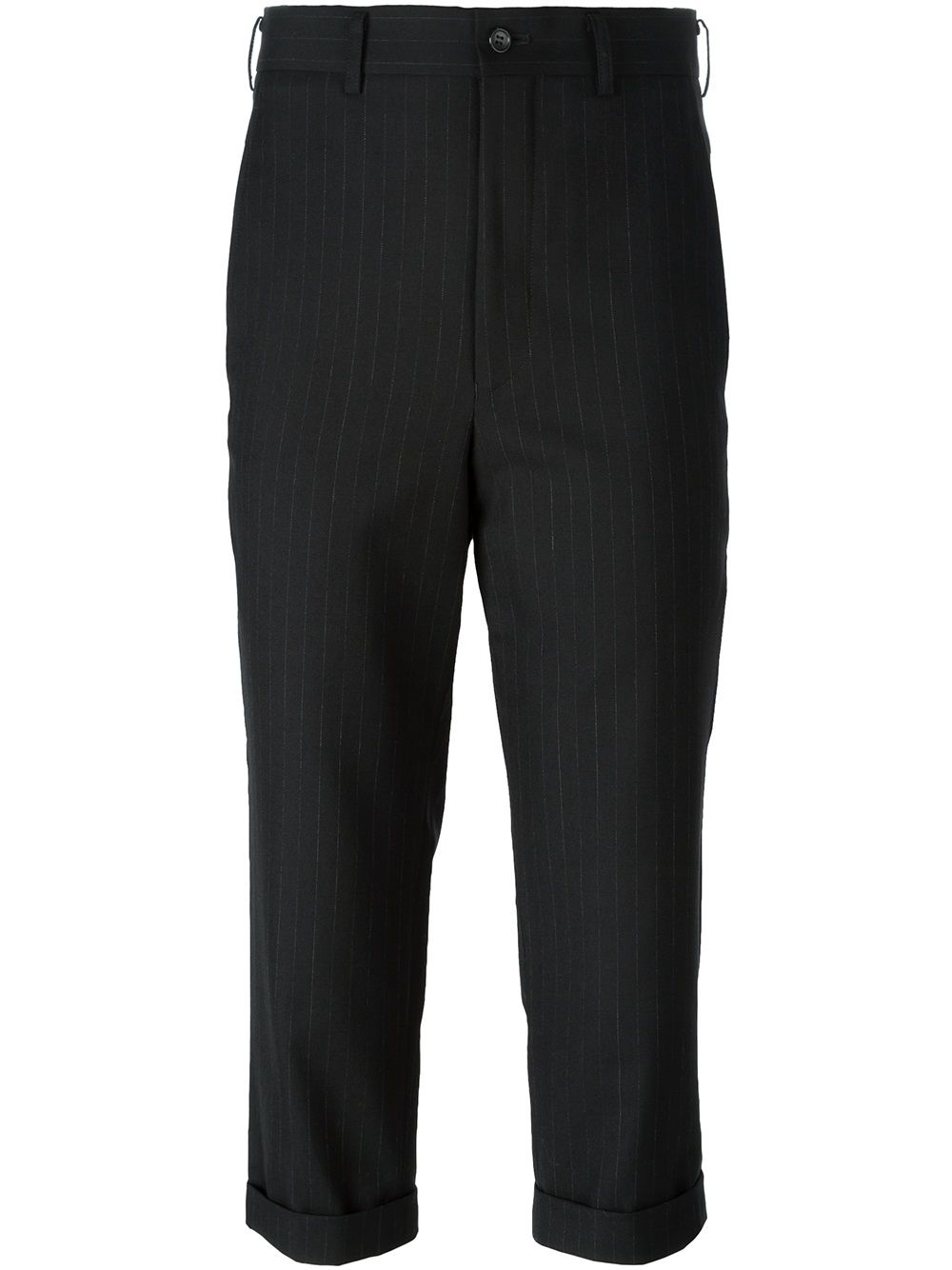 Comme Comme Pinstripe Wool Trousers — Black by Comme Comme