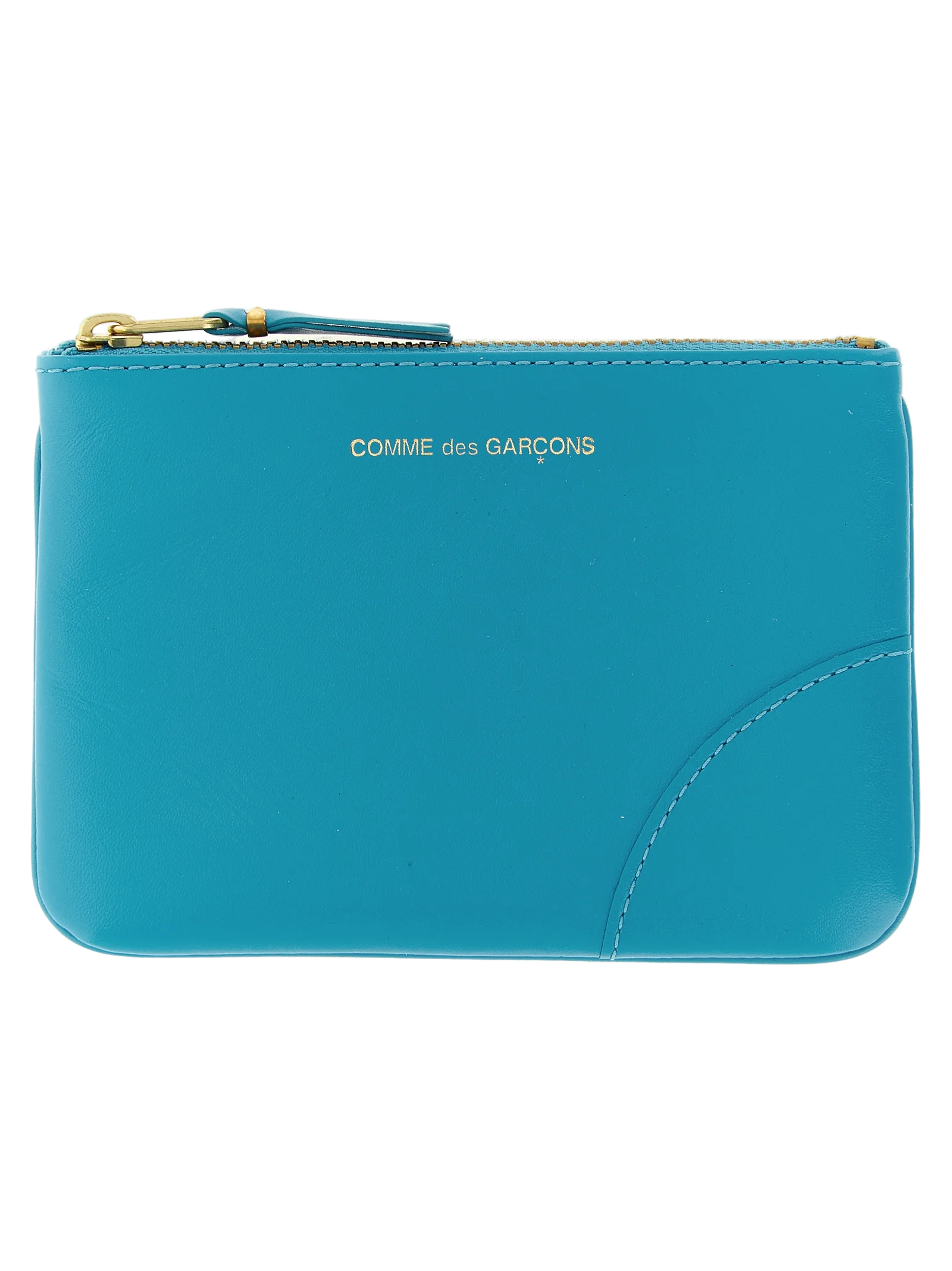 Comme des Garçons Calf Leather Card Case — Blue by Comme Des Garcons