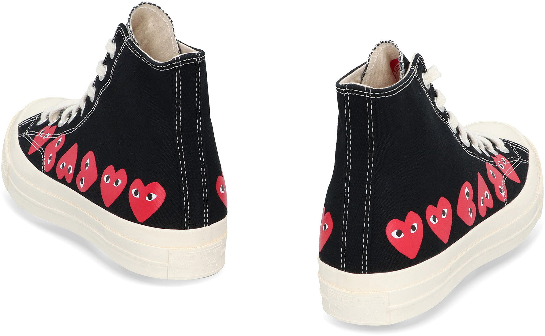 Comme Des GarçOns Play Hearts Printed Canvas High-Top Sneaker — Black, view 4