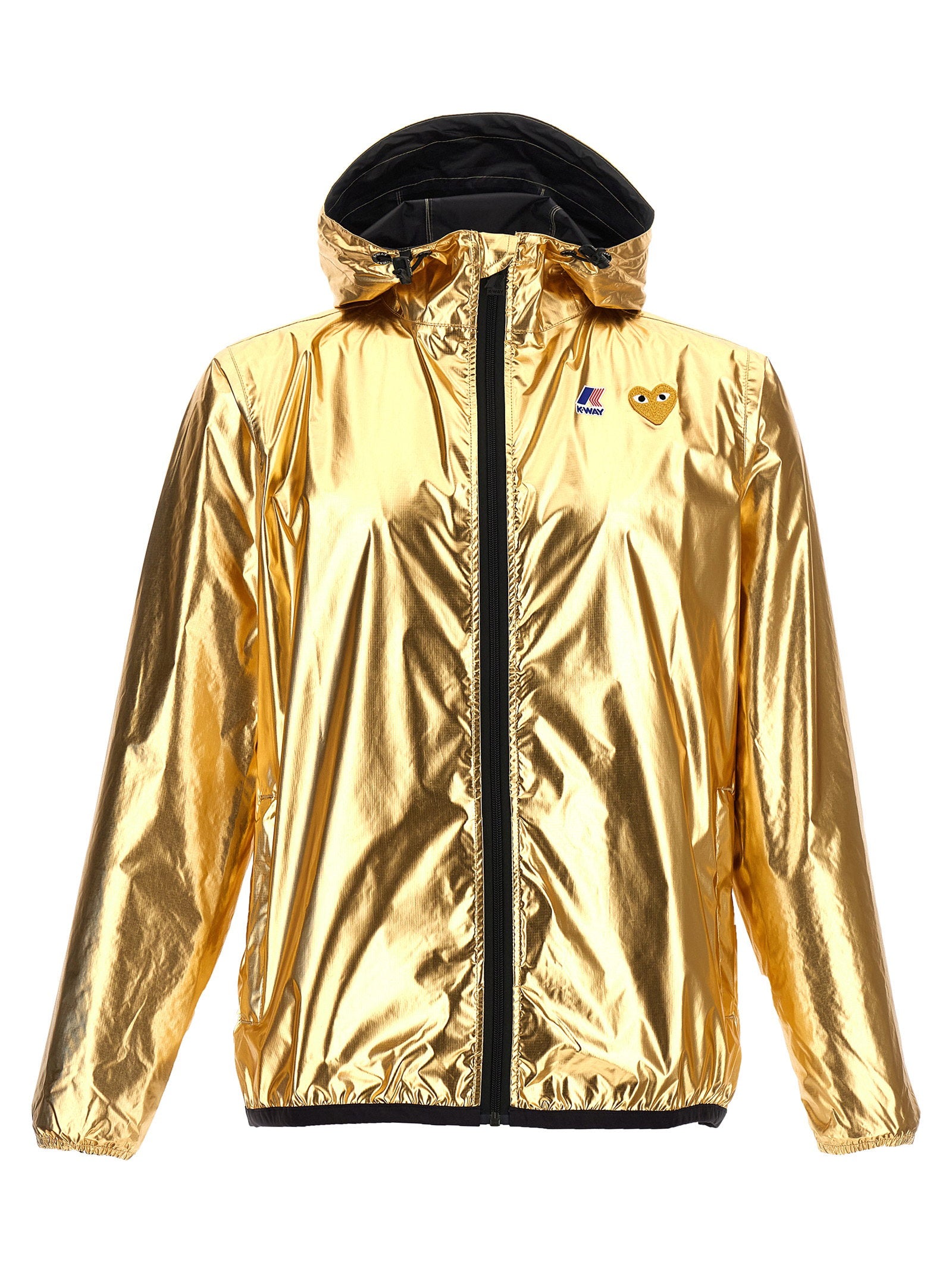 Comme Des Garçons Play Metallic Hooded Waterproof Jacket — Gold by Comme Des Garçons Play