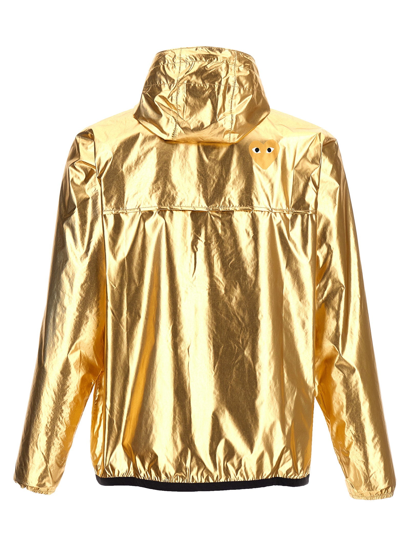 Comme Des Garçons Play Metallic Hooded Waterproof Jacket — Gold, view 2