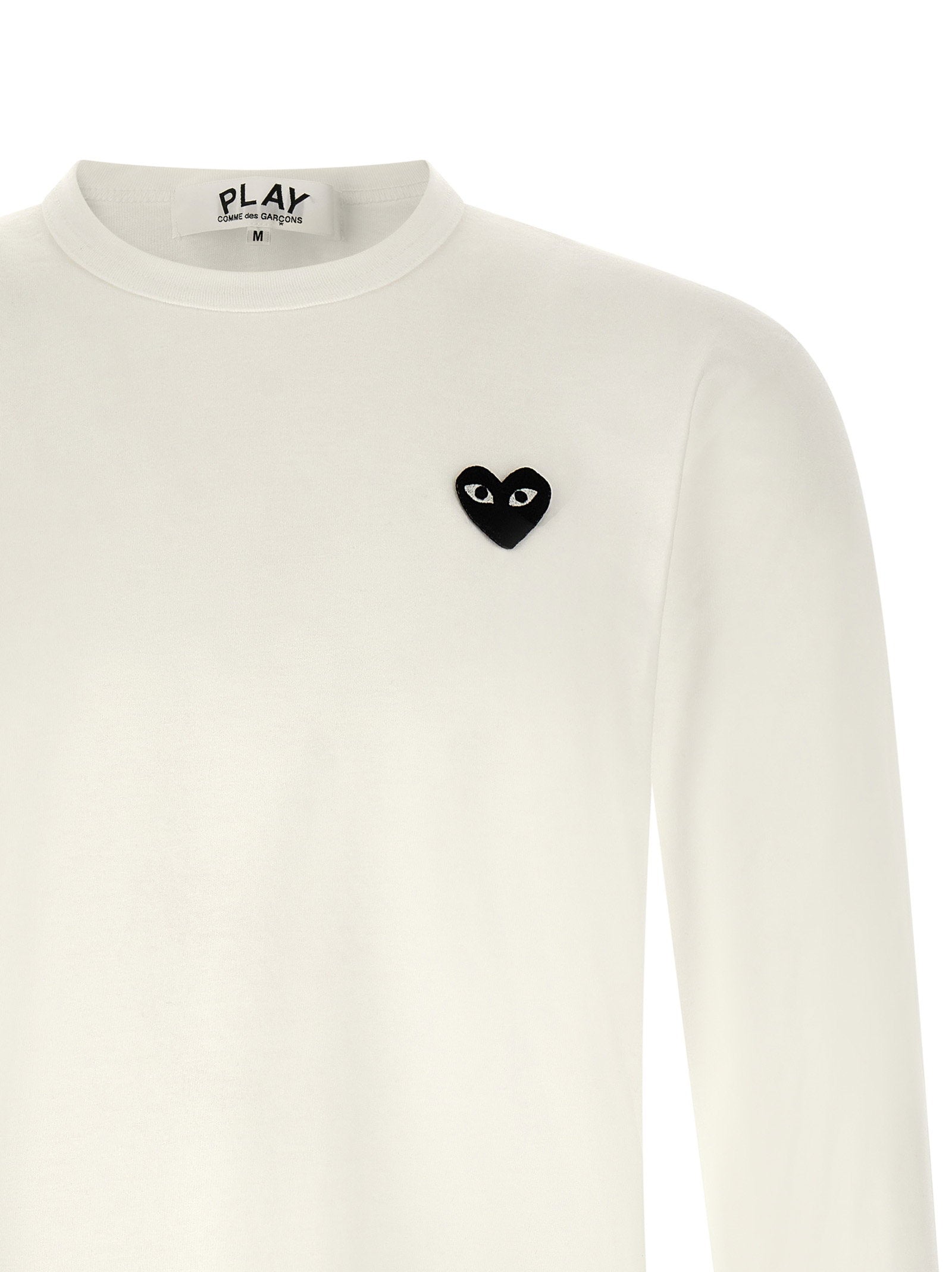 Comme Des Garçons Play Heart-Embroidered Long-Sleeve T-Shirt — Cream, view 3