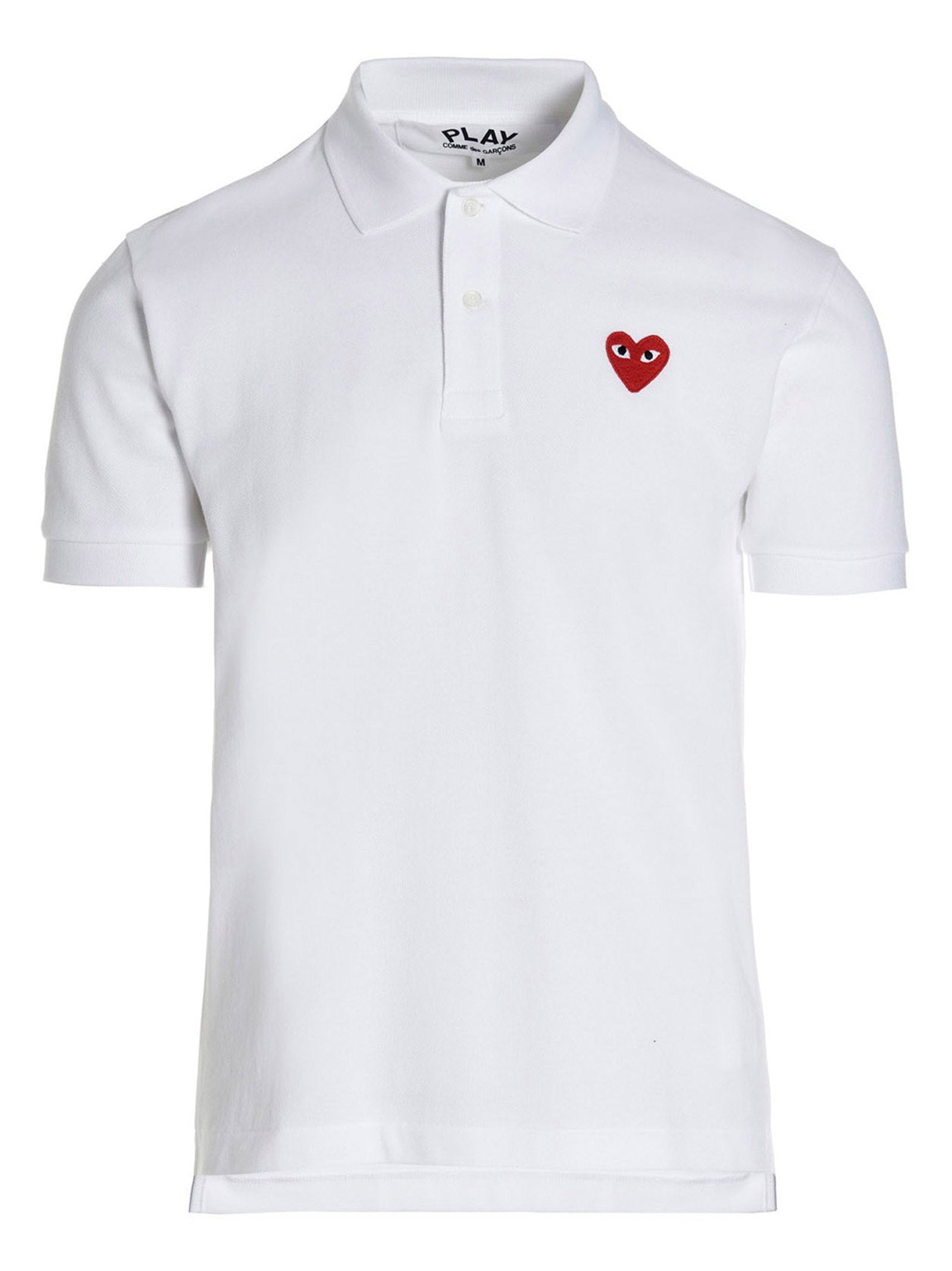 Comme Des Garçons Play Logo-Embroidered Piqué Polo — White by Comme Des Garçons Play