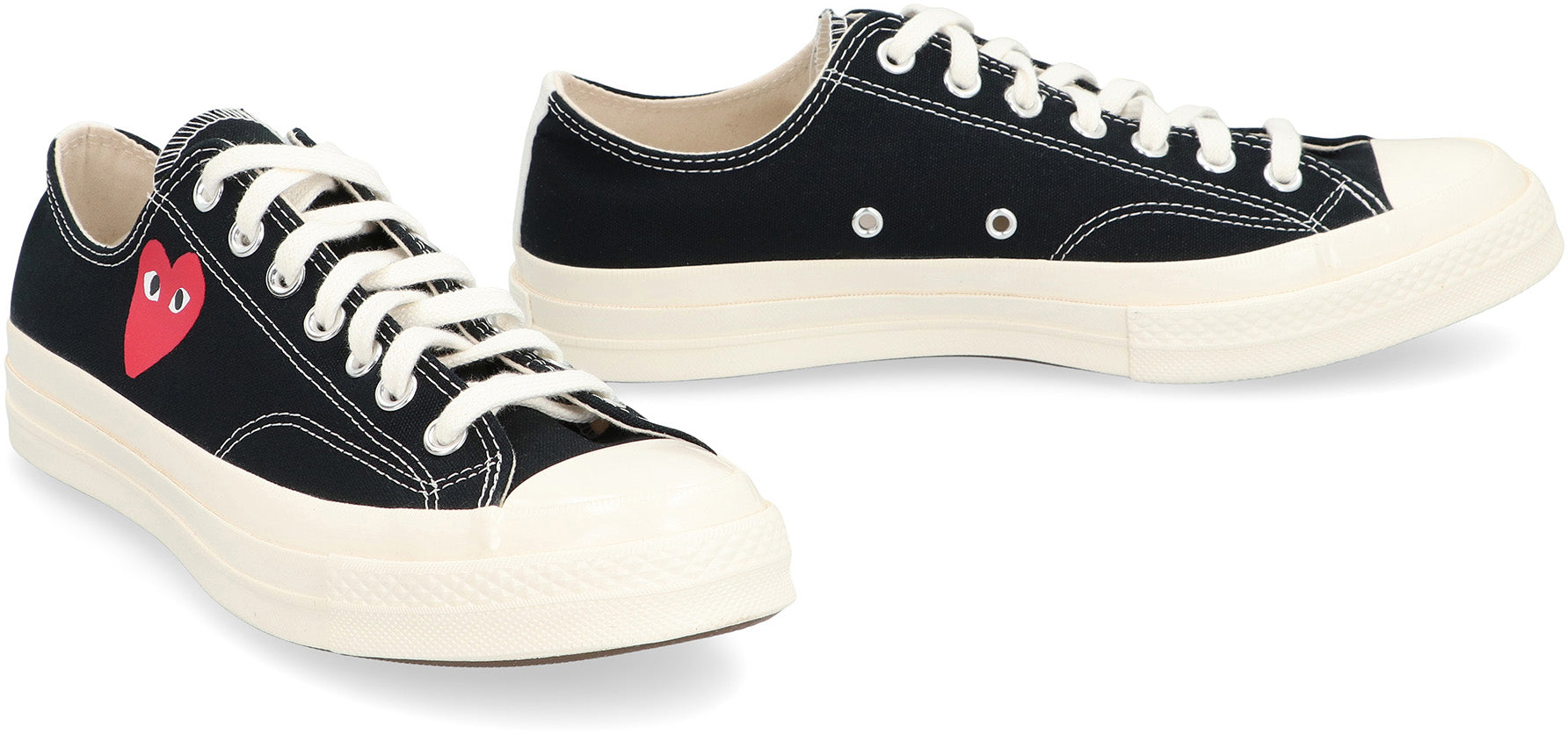 Comme Des GarçOns Play Logo-Embroidered Canvas Sneaker — Black, view 3
