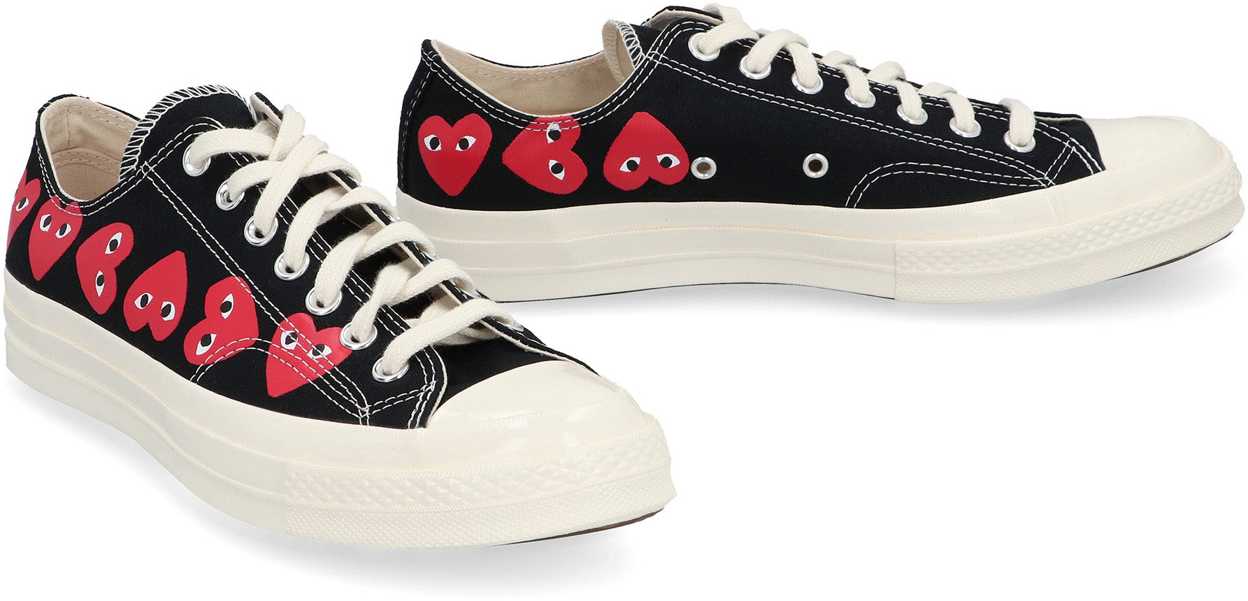 Comme Des GarçOns Play Heart-Embroidered Canvas Sneaker — Black, view 3