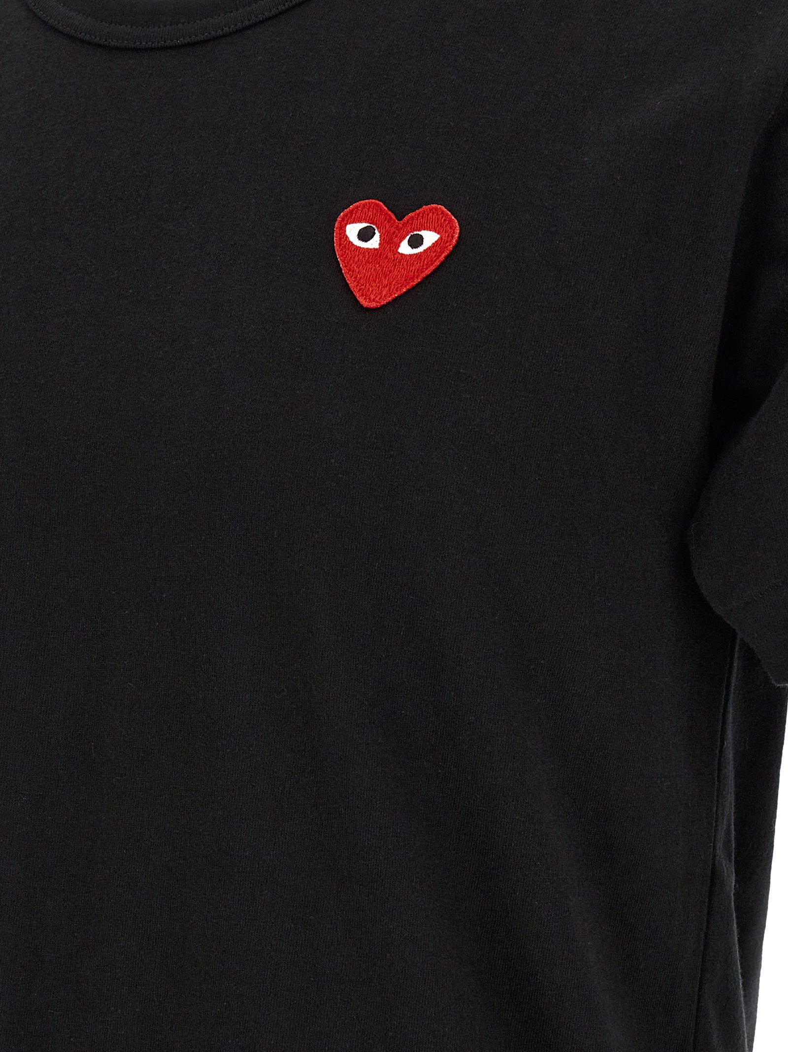 Comme Des Garçons Play Heart-Patch Embroidered T-Shirt — Black, view 4