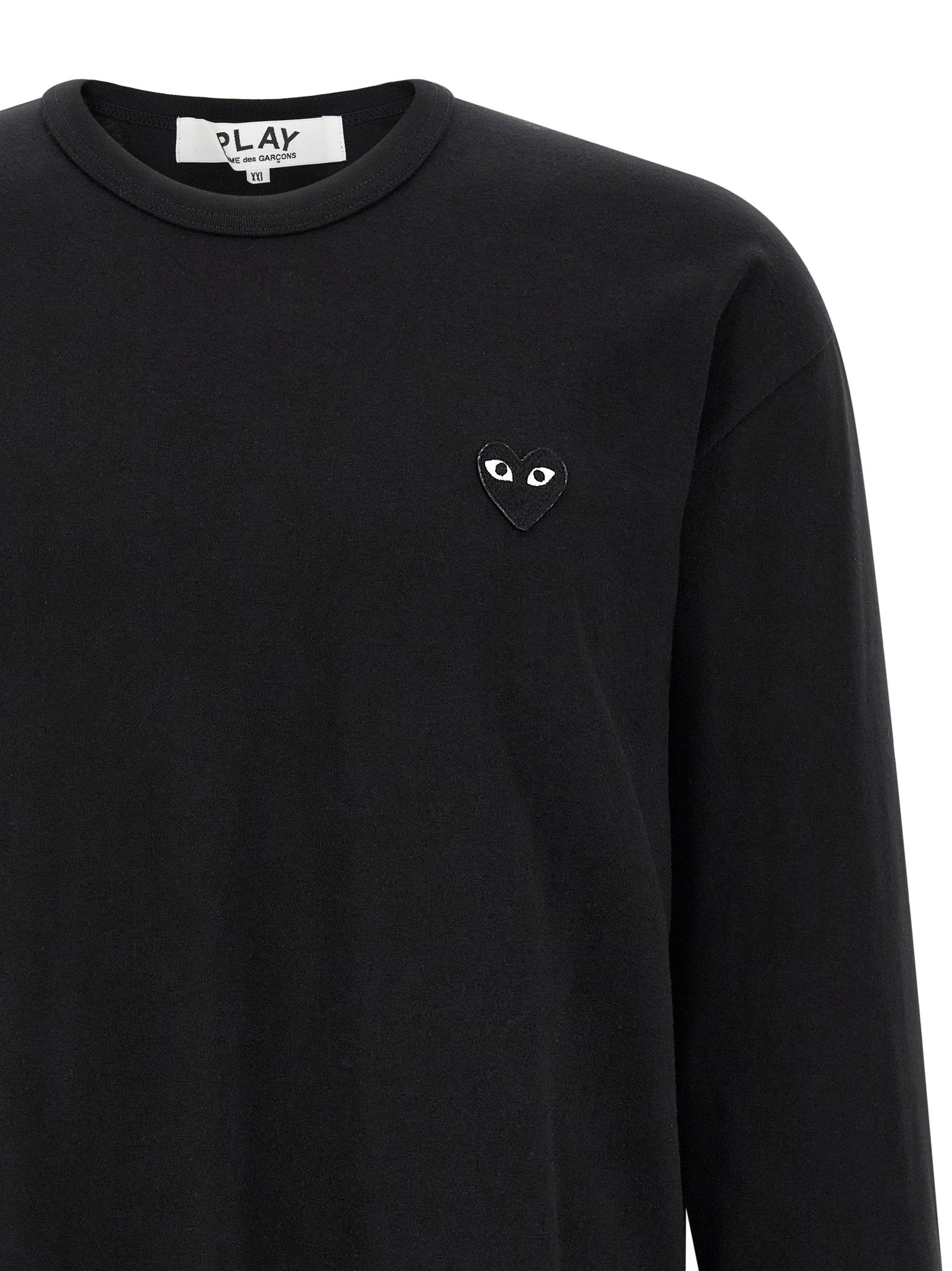 Comme Des Garçons Play Heart-Embroidered T-Shirt — Black, view 3