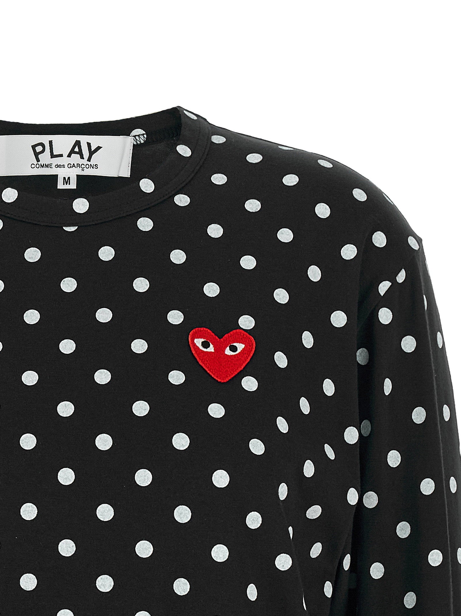 Comme Des Garçons Play Polka-Dot Red Emblem T-shirt — Black, view 3