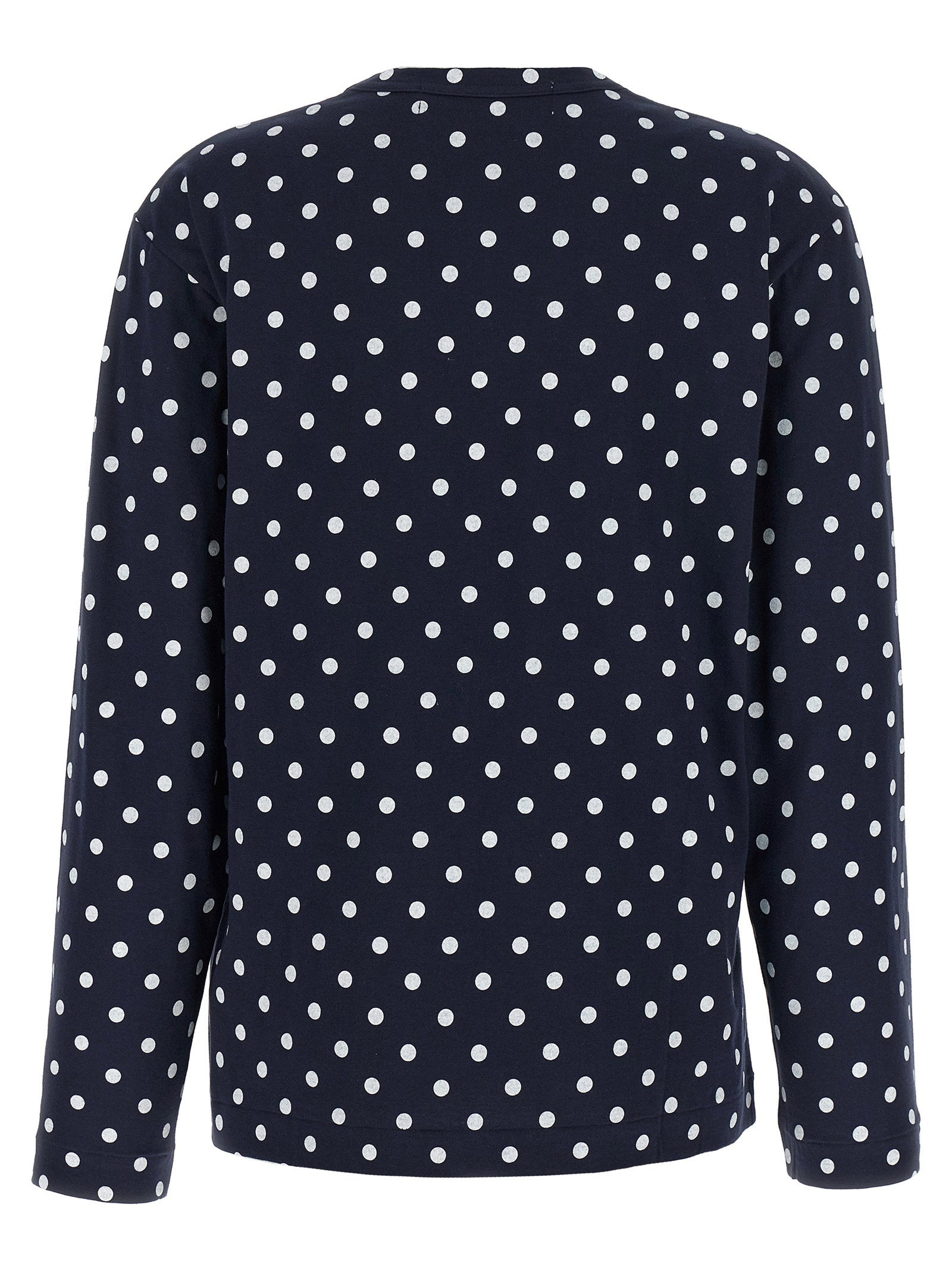 Comme Des Garçons Play Polka-Dot Cotton T-shirt — Navy, view 2