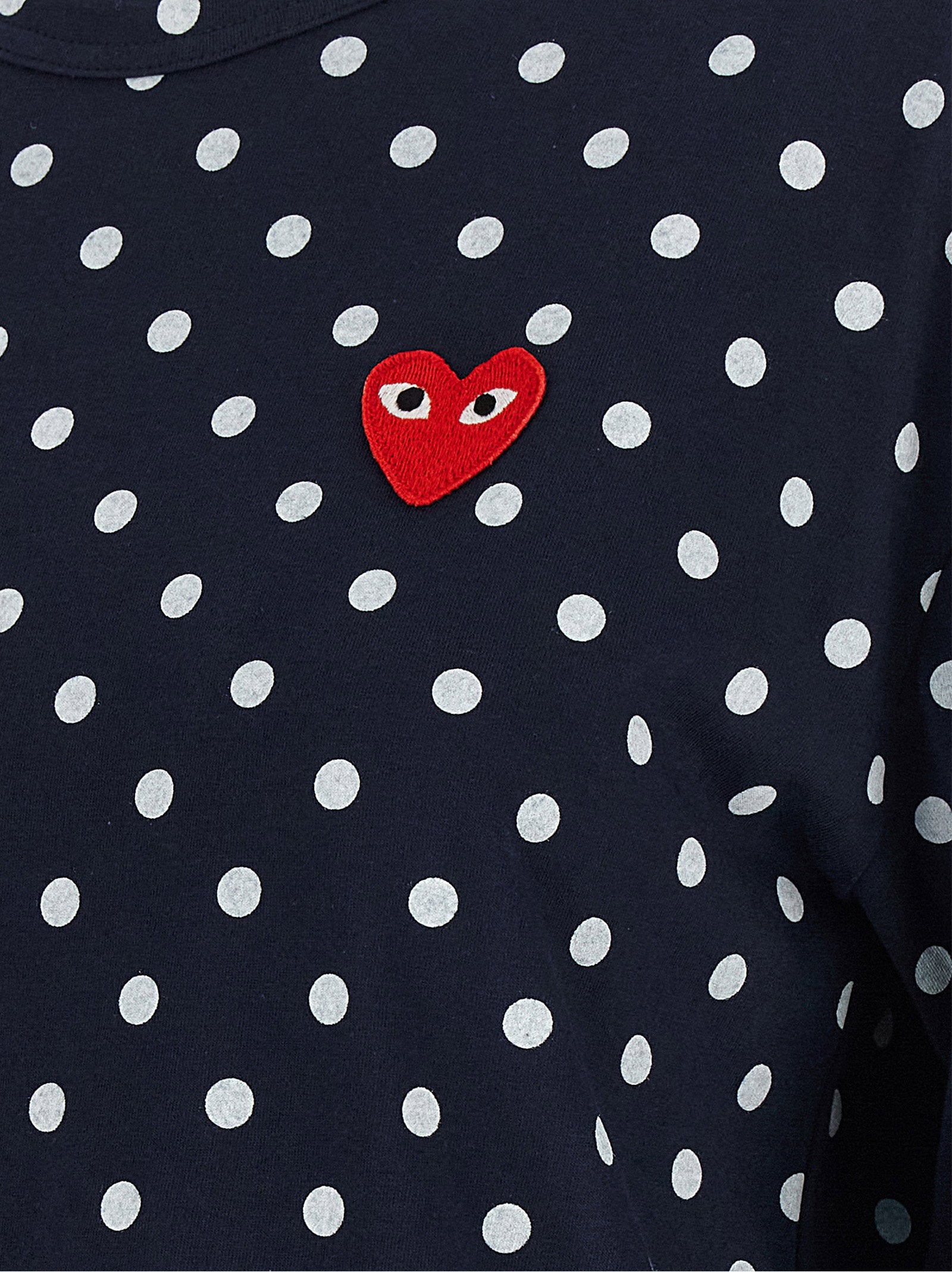 Comme Des Garçons Play Polka-Dot Cotton T-shirt — Navy, view 4