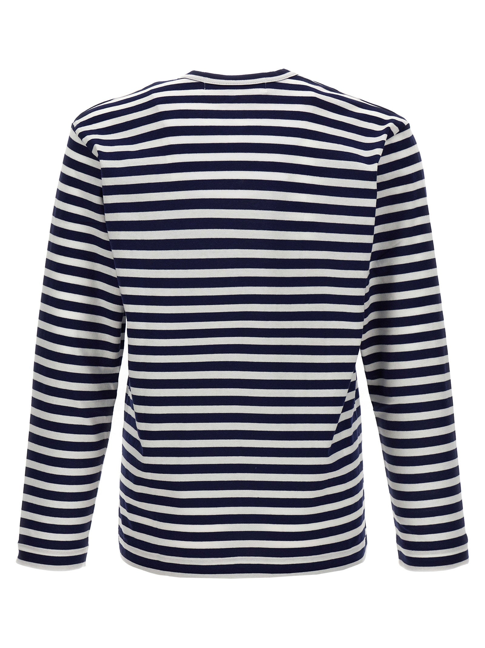 Comme Des Garçons Play Logo-Patch Striped T-Shirt — Navy, view 2
