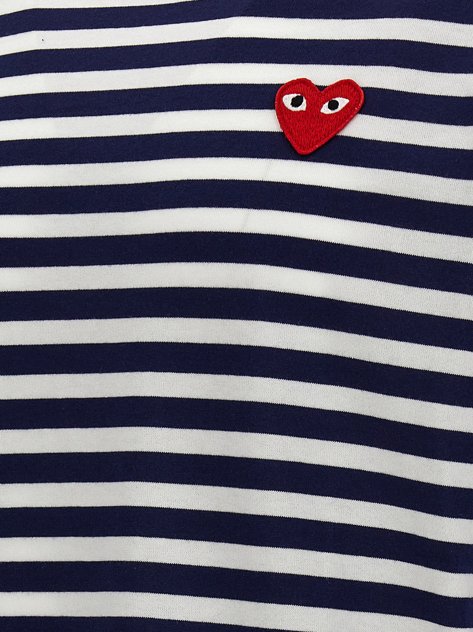 Comme Des Garçons Play Logo-Patch Striped T-Shirt — Navy, view 4