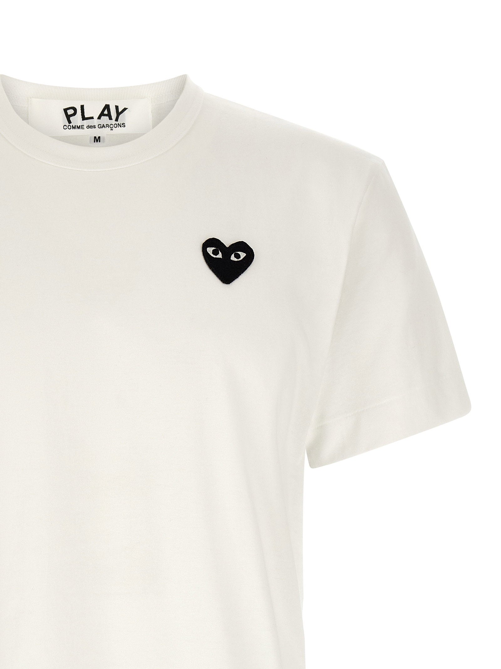 Comme Des Garçons Play Heart Embroidery T-shirt — White, view 3