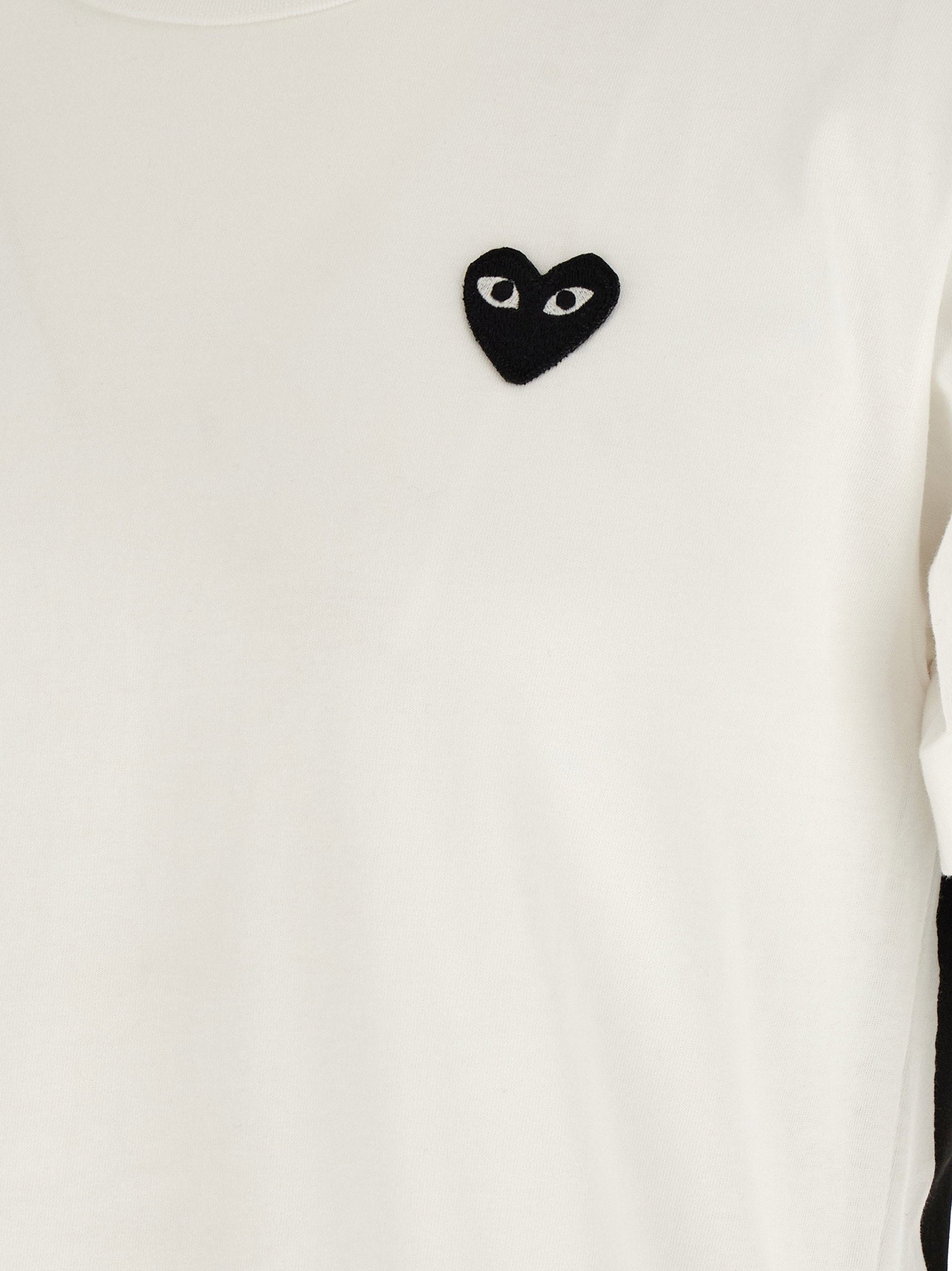 Comme Des Garçons Play Heart Embroidery T-shirt — White, view 4