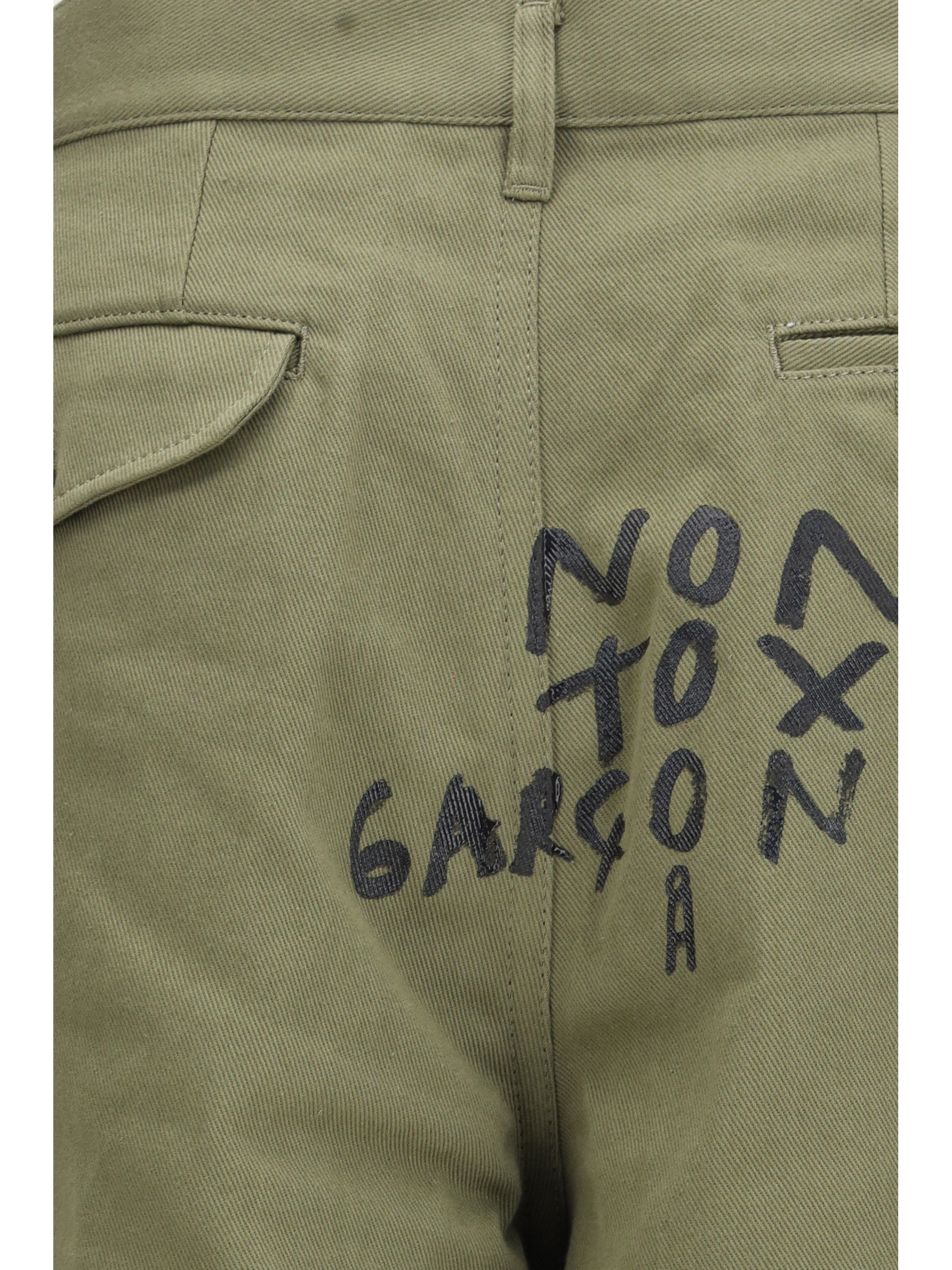 Comme Des GarçOns Shirt Printed Cotton Cargo Shorts — Green, view 3