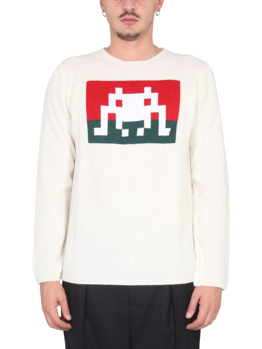 Comme Des GarçOns Shirt Wool Jersey Regular Fit Sweater — Beige, view 2