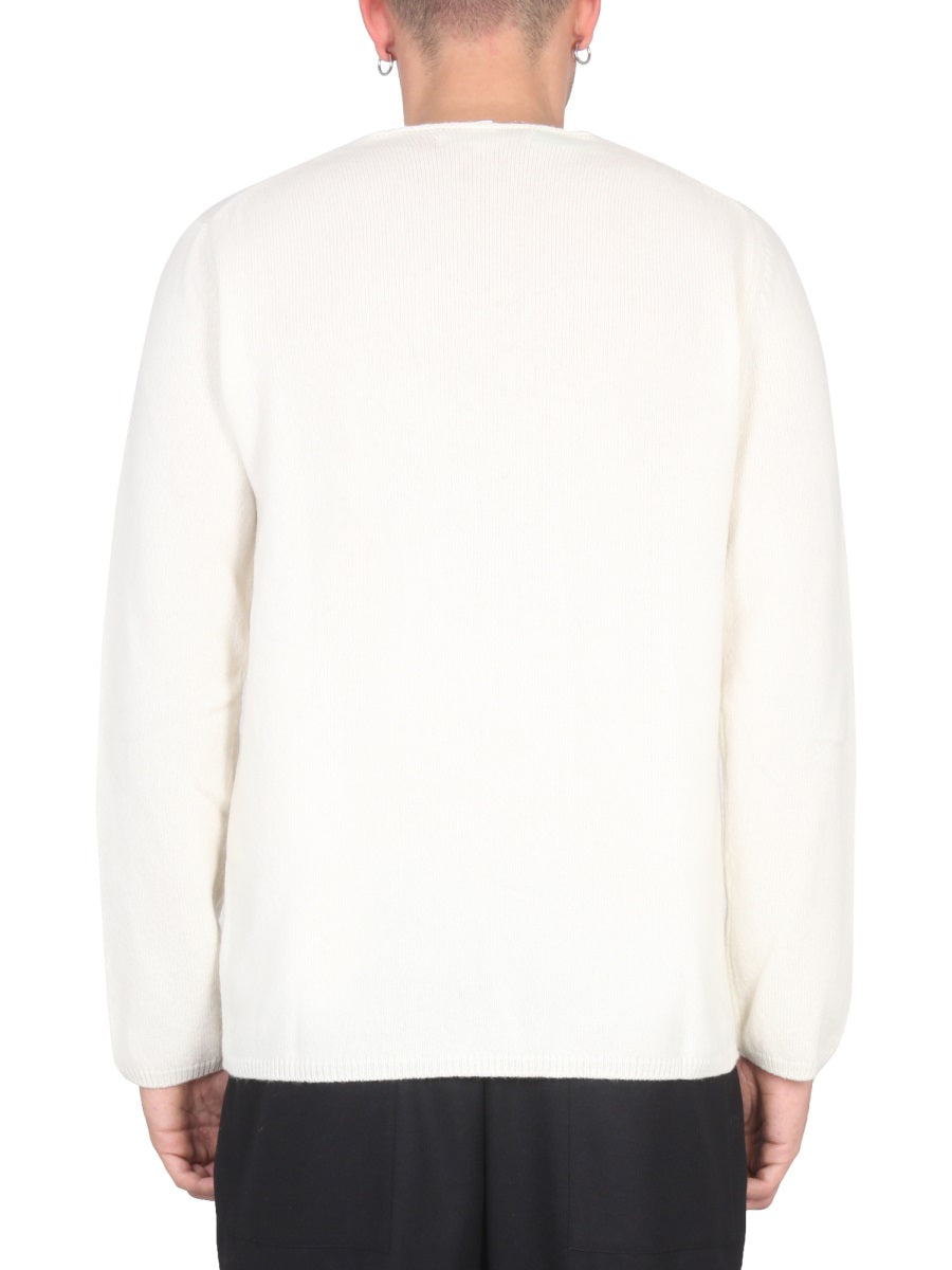 Comme Des GarçOns Shirt Wool Jersey Regular Fit Sweater — Beige, view 3