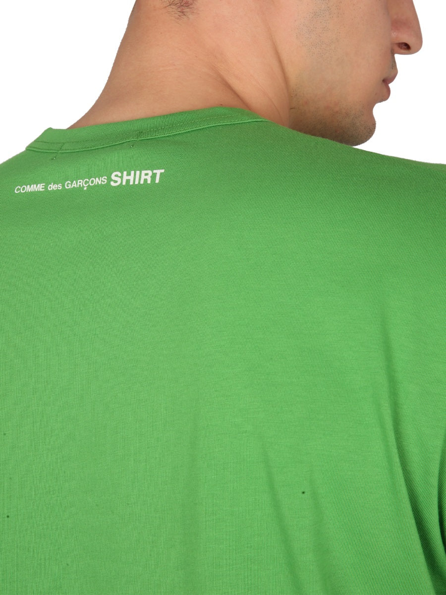 Comme Des GarçOns Shirt Logo-Print Cotton T-Shirt — Green, view 2