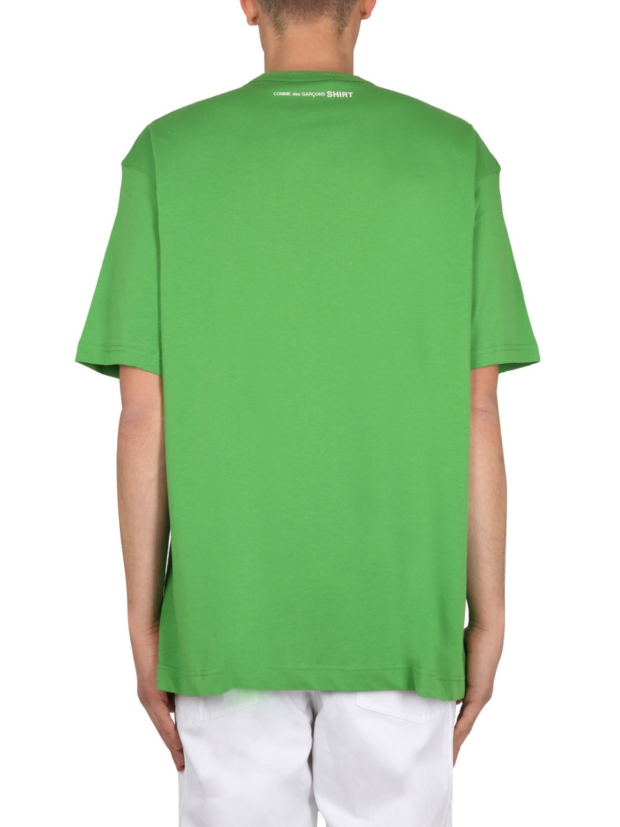 Comme Des GarçOns Shirt Logo-Print Cotton T-Shirt — Green, view 4