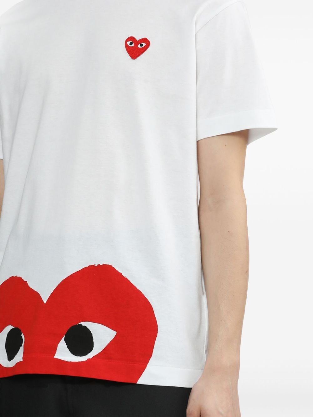 Comme Des Garcons Red Heart Appliqué T-Shirt — White, view 2