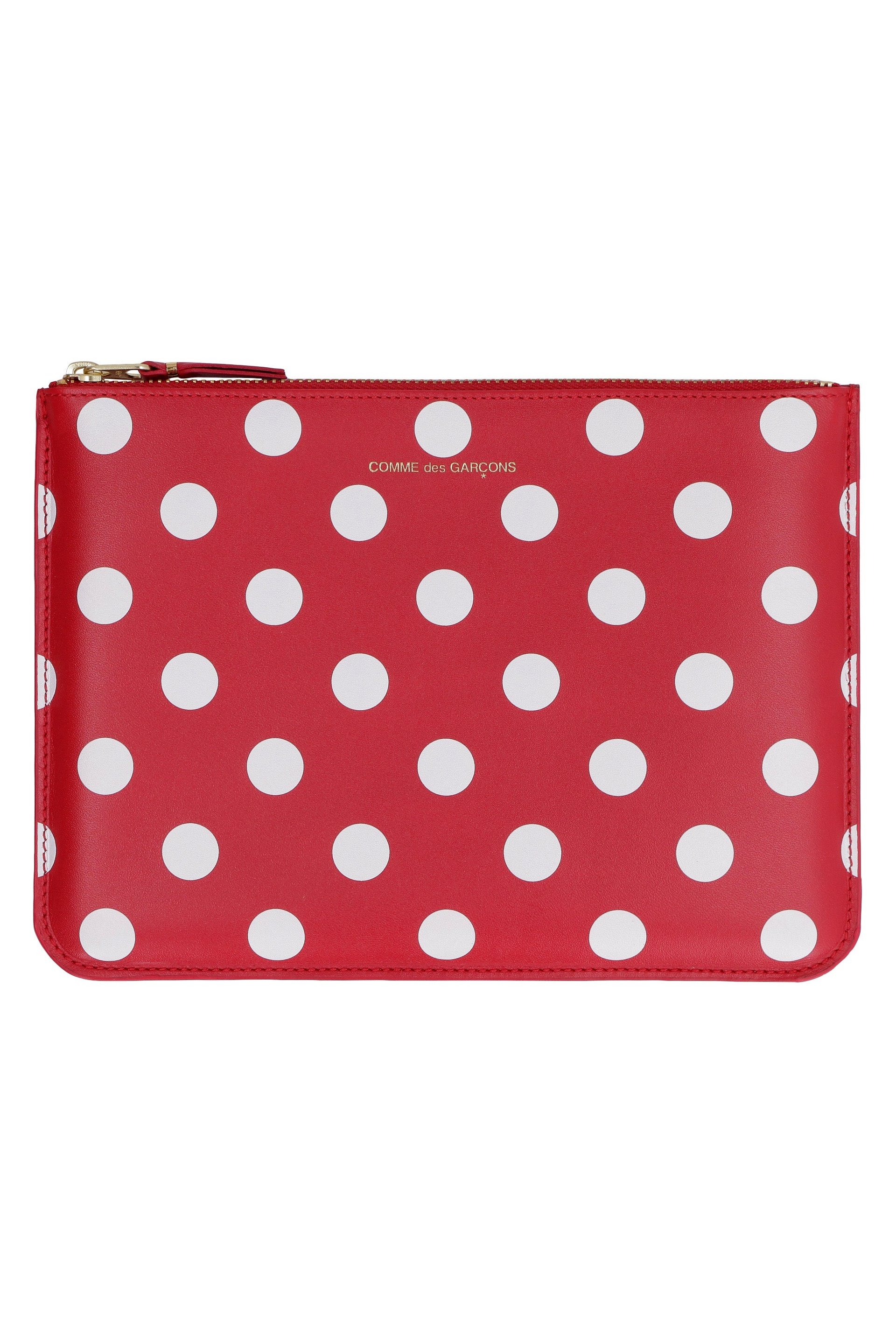 Comme Des GarçOns Wallet Polka-Dot Leather Clutch — Red by Comme Des Garcons Wallet
