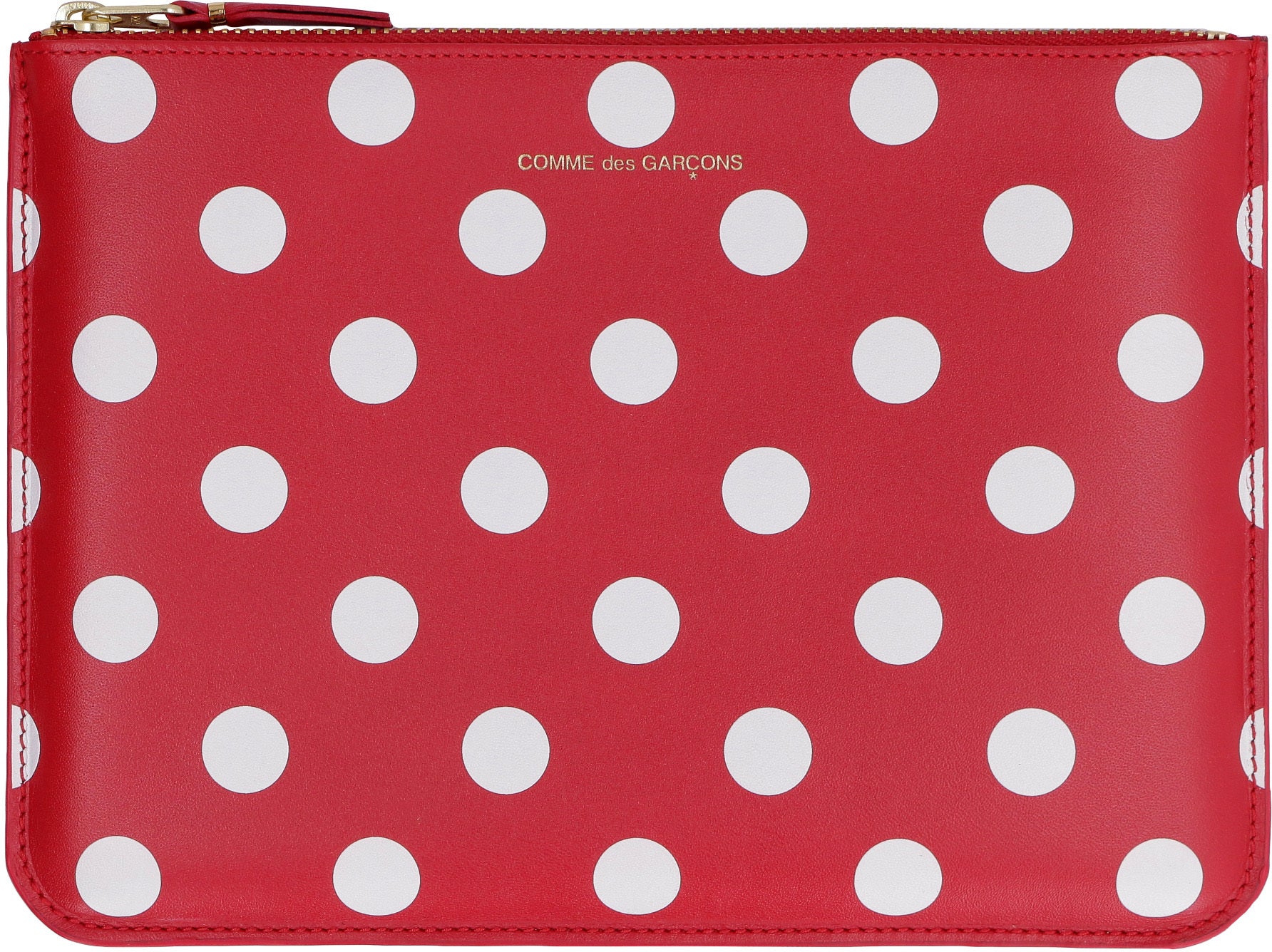 Comme Des GarçOns Wallet Polka-Dot Leather Clutch — Red, view 2
