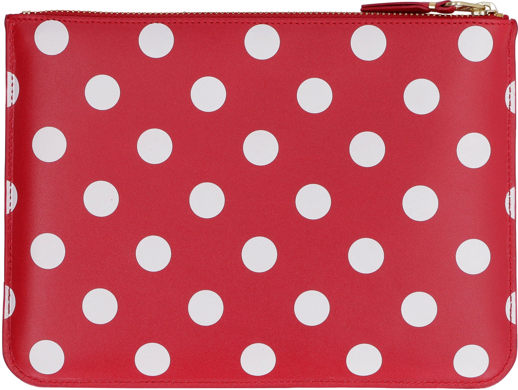 Comme Des GarçOns Wallet Polka-Dot Leather Clutch — Red, view 3