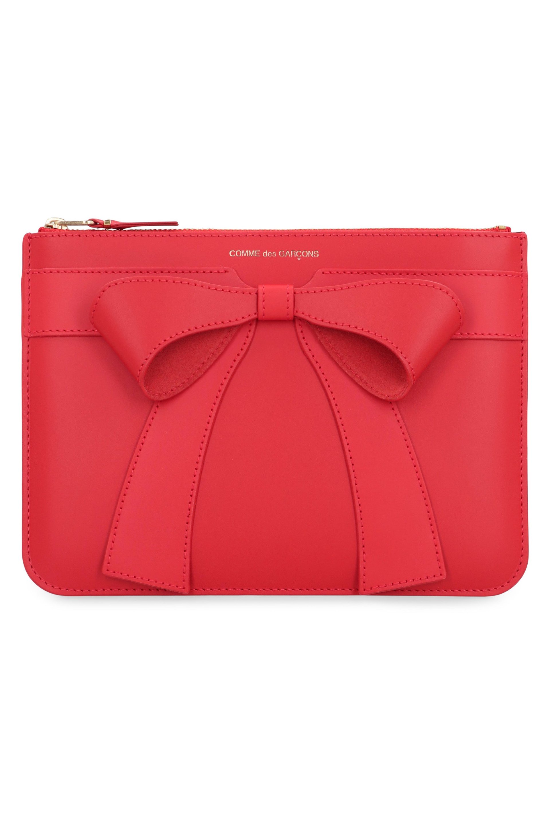 Comme Des GarçOns Wallet Bow-Appliqué Calf Leather Clutch — Red by Comme Des Garcons Wallet