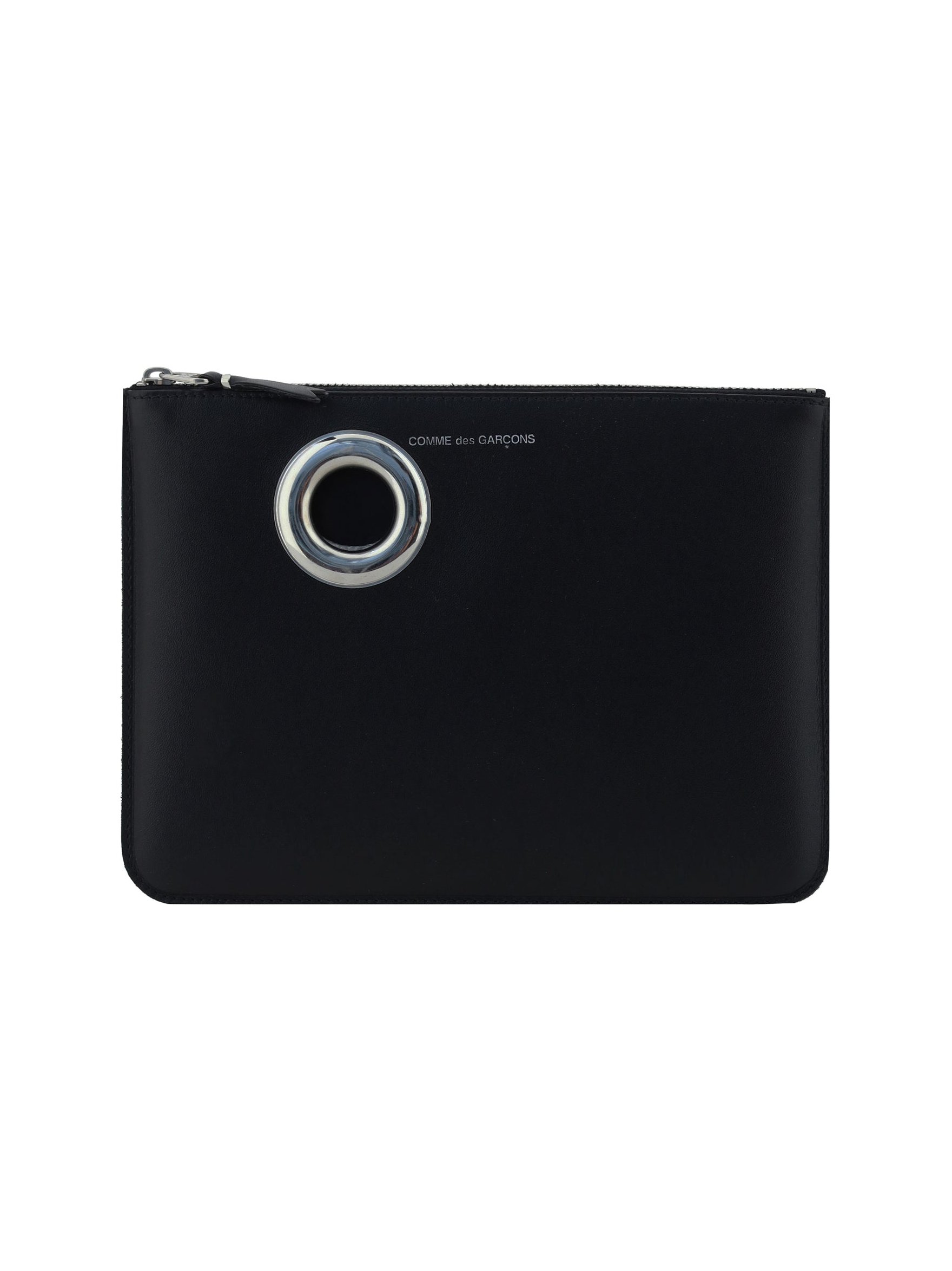 Comme Des GarçOns Wallet Leather Silver Eyelet Coin Purse — Black, view 2