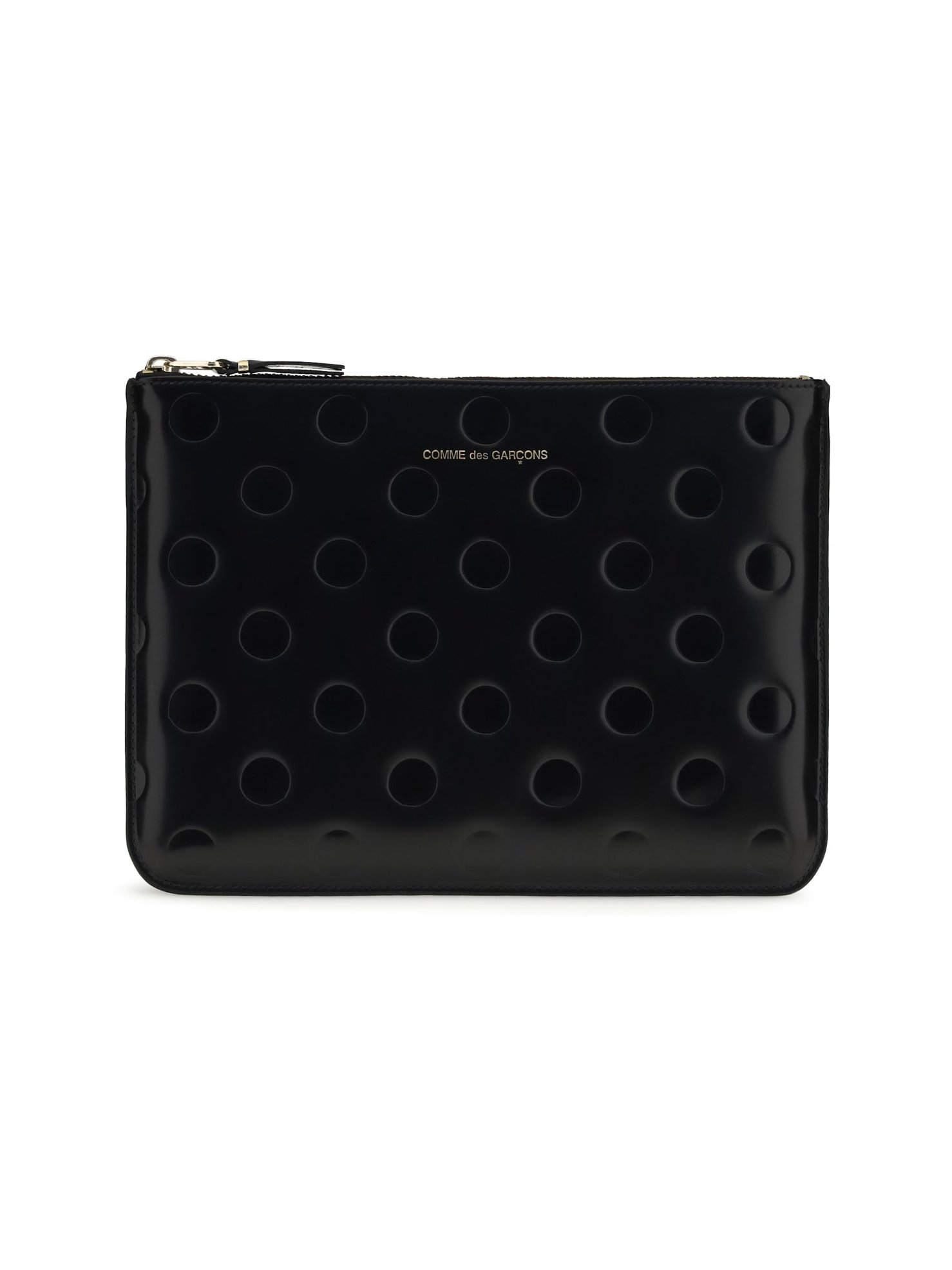 Comme Des GarçOns Wallet Embossed Polka-Dot Pouch — Black by Comme Des Garcons Wallet