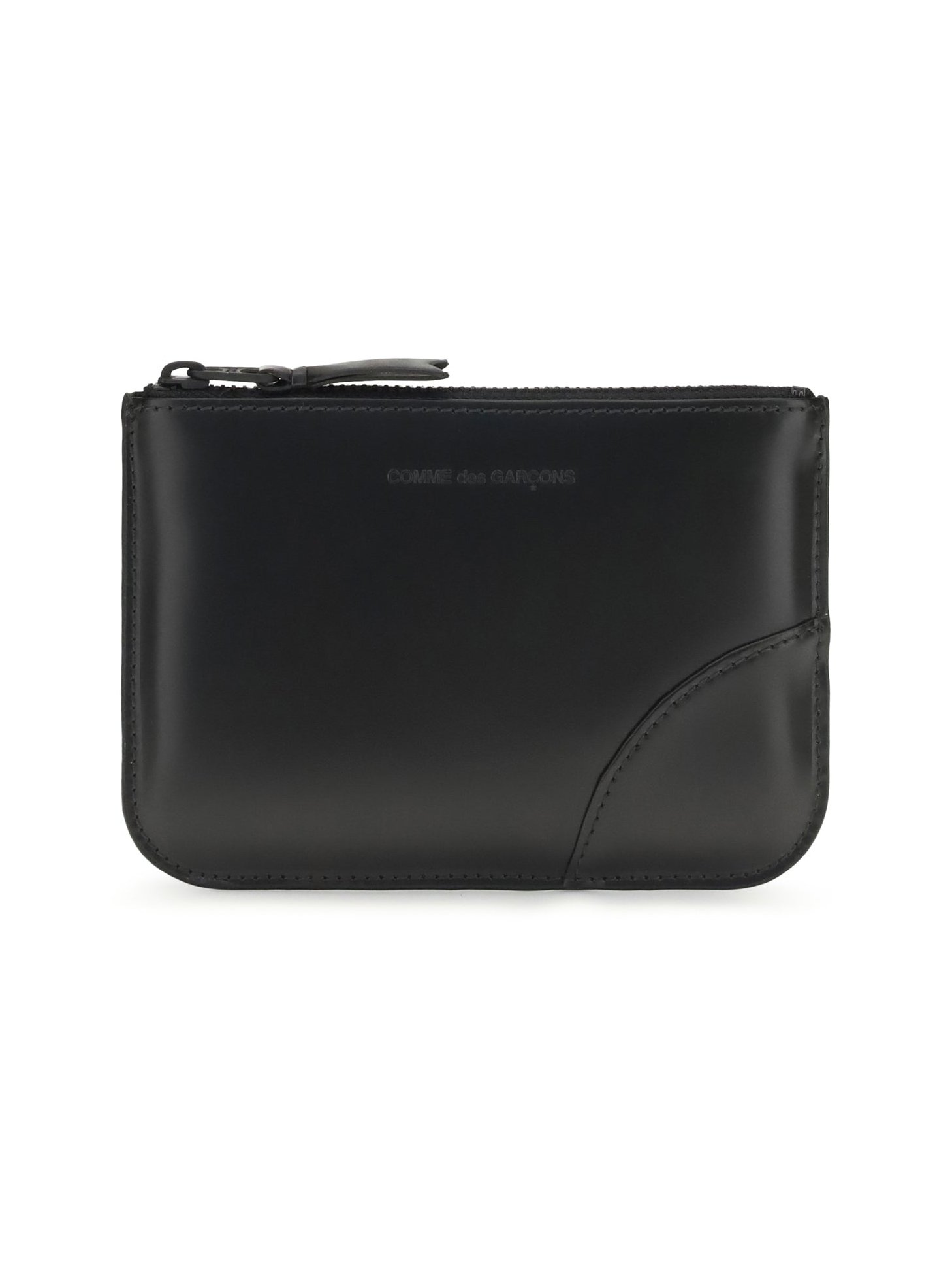 Comme Des GarçOns Wallet Embossed Logo Calf Leather Wallet — Black by Comme Des Garcons Wallet