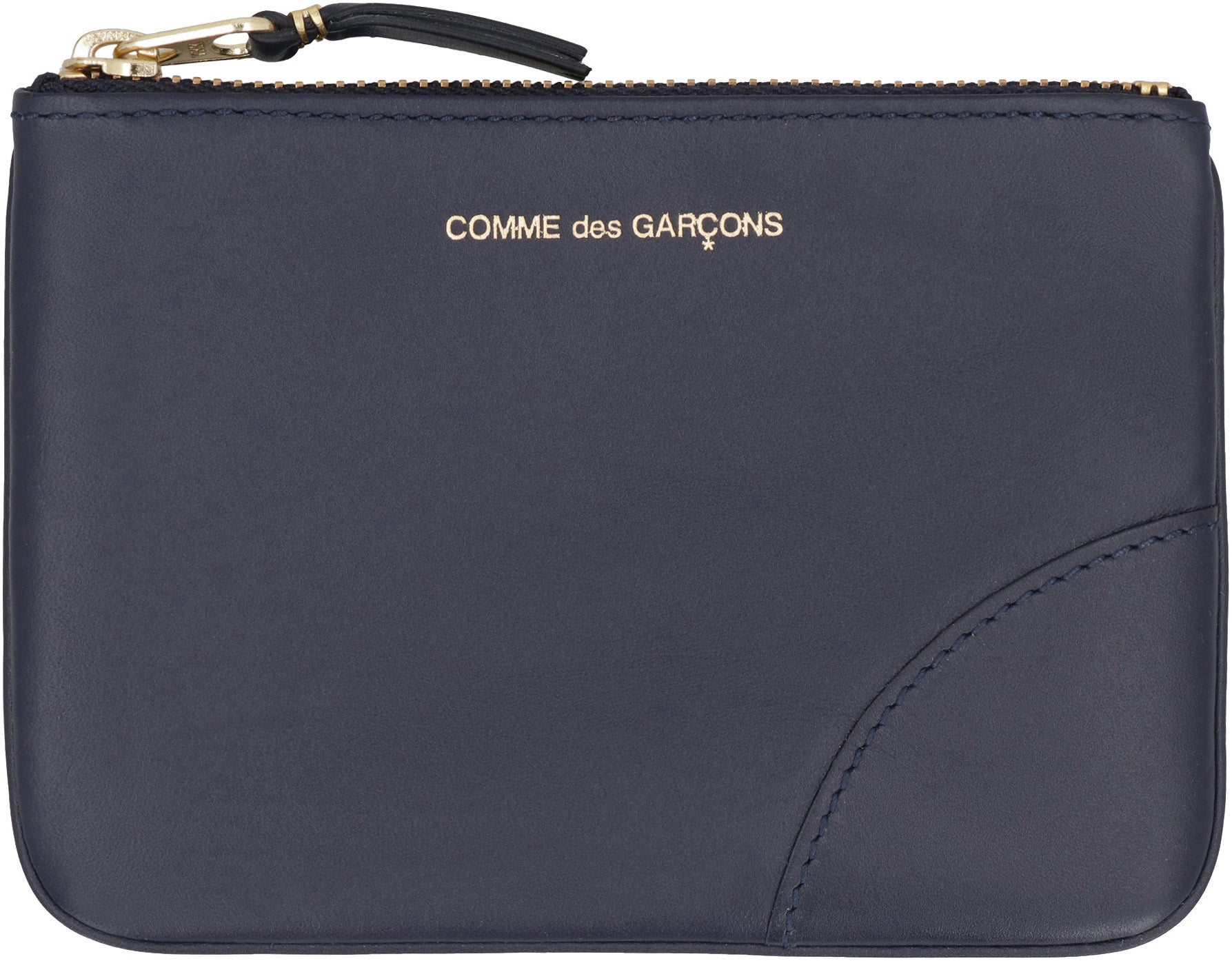 Comme Des GarçOns Wallet Smooth Calf Leather Flat Pouch Wallet — Navy, view 2