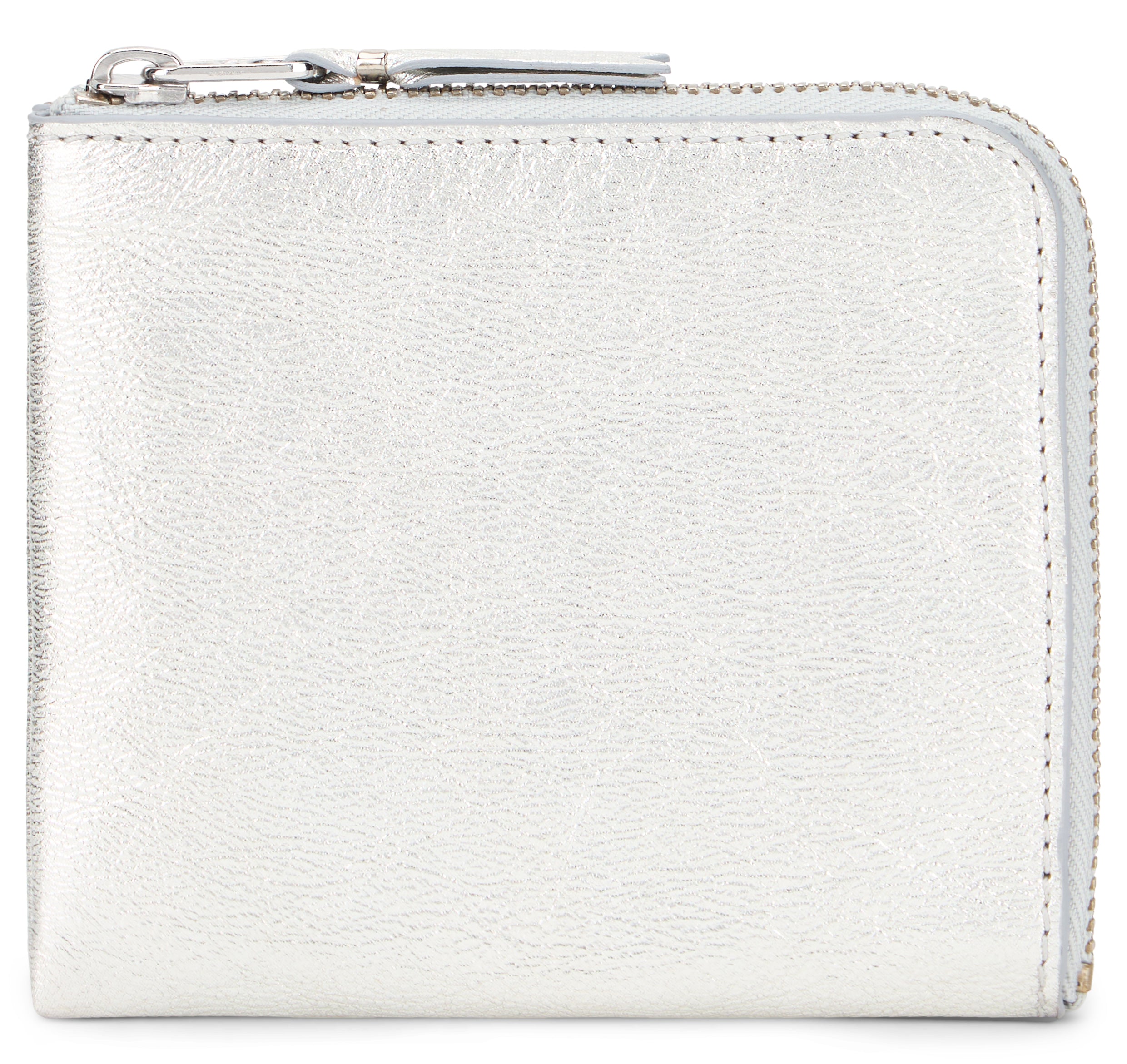 Comme Des GarçOns Wallet Half-Zip Metallic Vachette Wallet — Silver, view 2