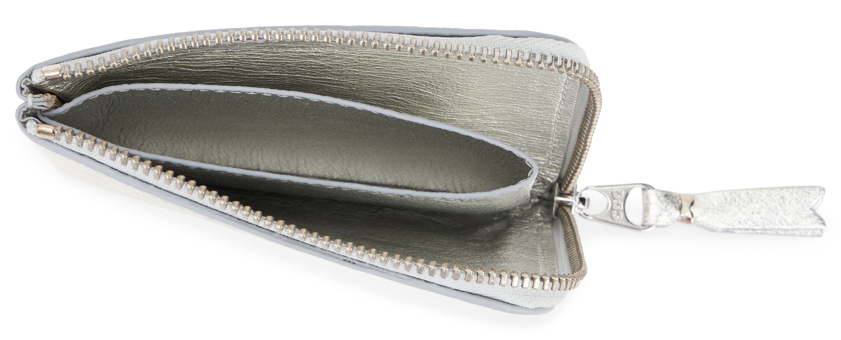 Comme Des GarçOns Wallet Half-Zip Metallic Vachette Wallet — Silver, view 4