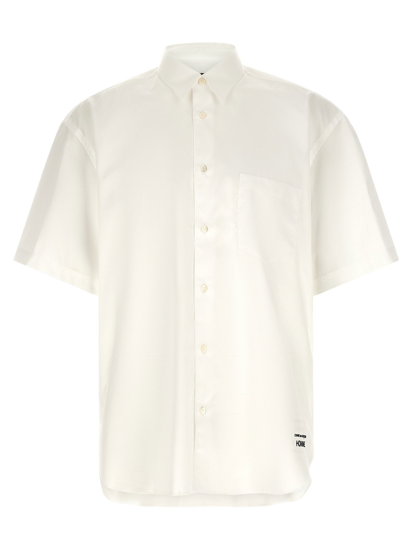 Comme Des Garҫons Homme Logo-Embroidered Cotton Poplin Shirt — White by Comme Des Garҫons Homme