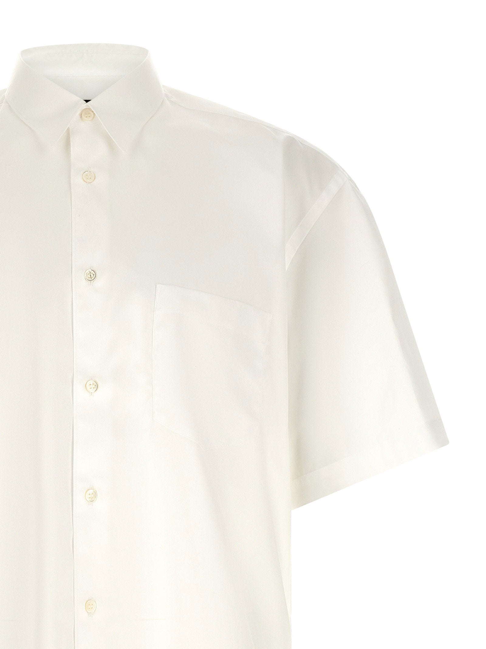 Comme Des Garҫons Homme Logo-Embroidered Cotton Poplin Shirt — White, view 3