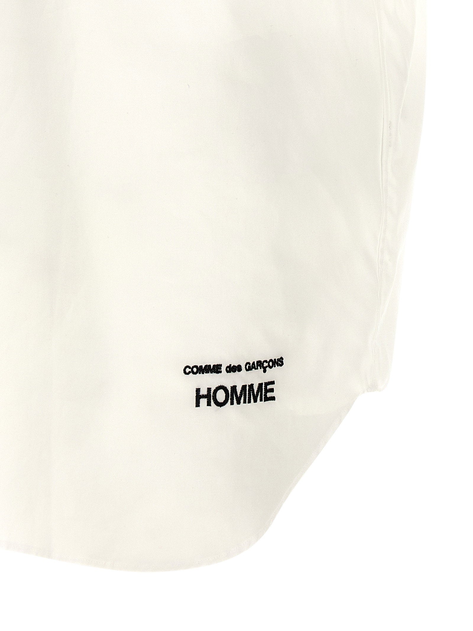 Comme Des Garҫons Homme Logo-Embroidered Cotton Poplin Shirt — White, view 4