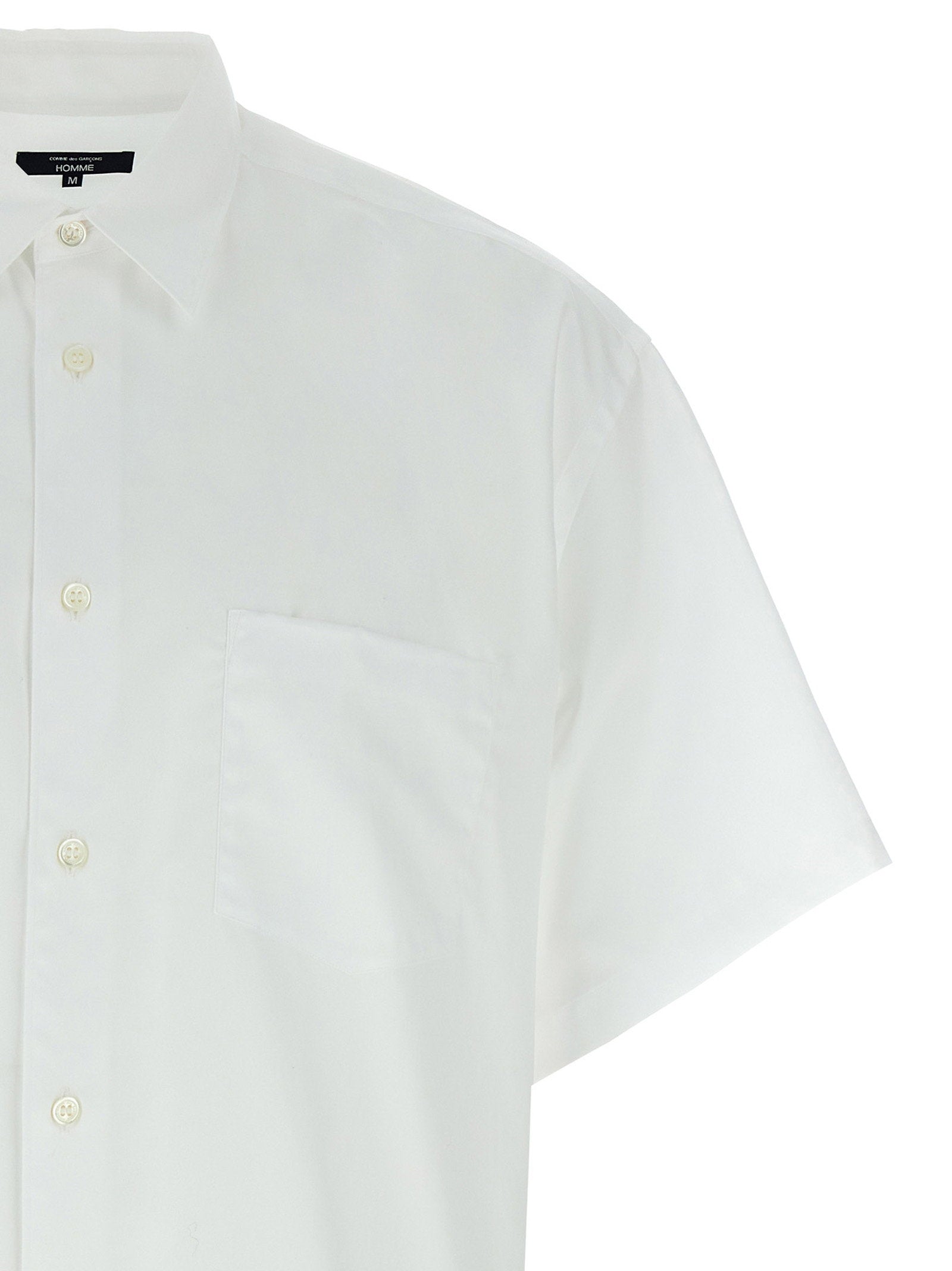 Comme Des Garҫons Homme Logo-Embroidered Cotton Poplin Shirt — White, view 3