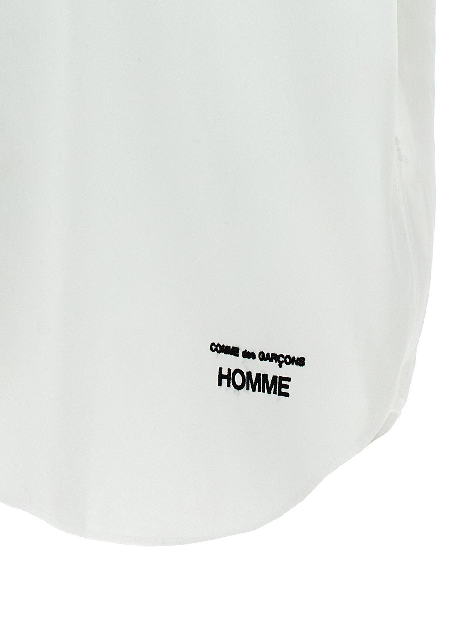 Comme Des Garҫons Homme Logo-Embroidered Cotton Poplin Shirt — White, view 4