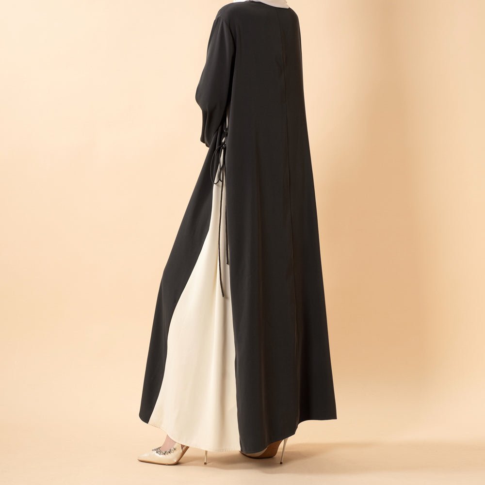 Contrast Panel  Abaya with Drawstring Detail & Balloon Sleeves(MA421), view 6