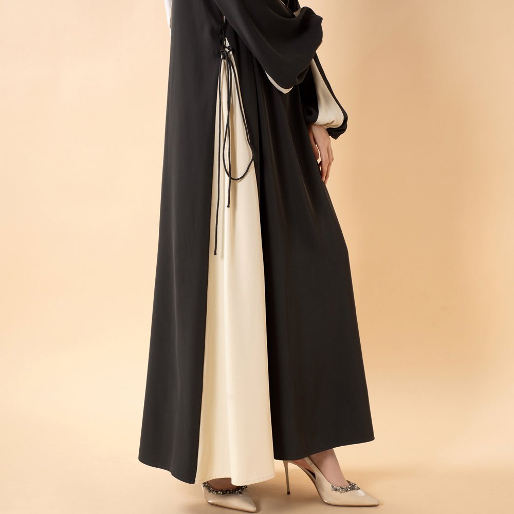 Contrast Panel  Abaya with Drawstring Detail & Balloon Sleeves(MA421), view 8