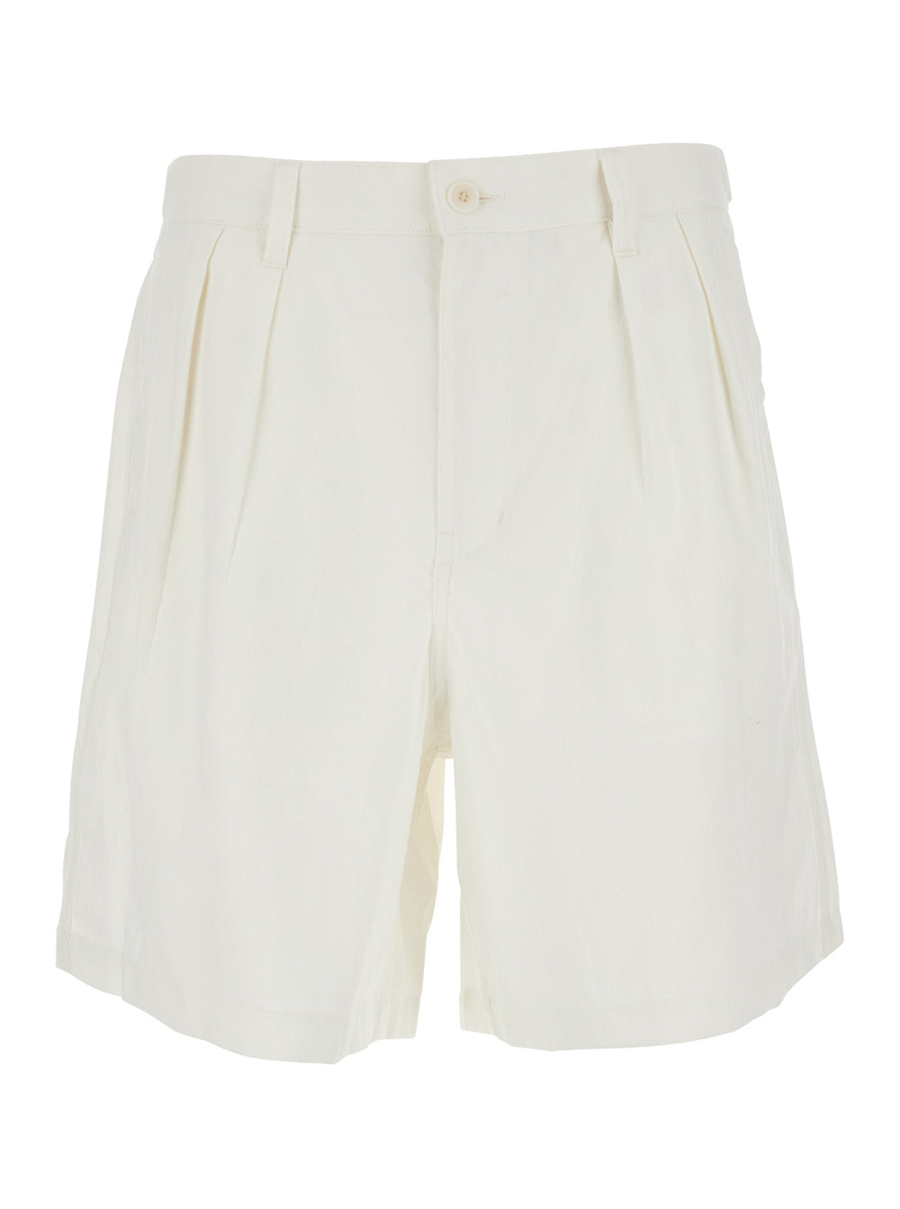Coor Front Pleats Shorts — White by Coor