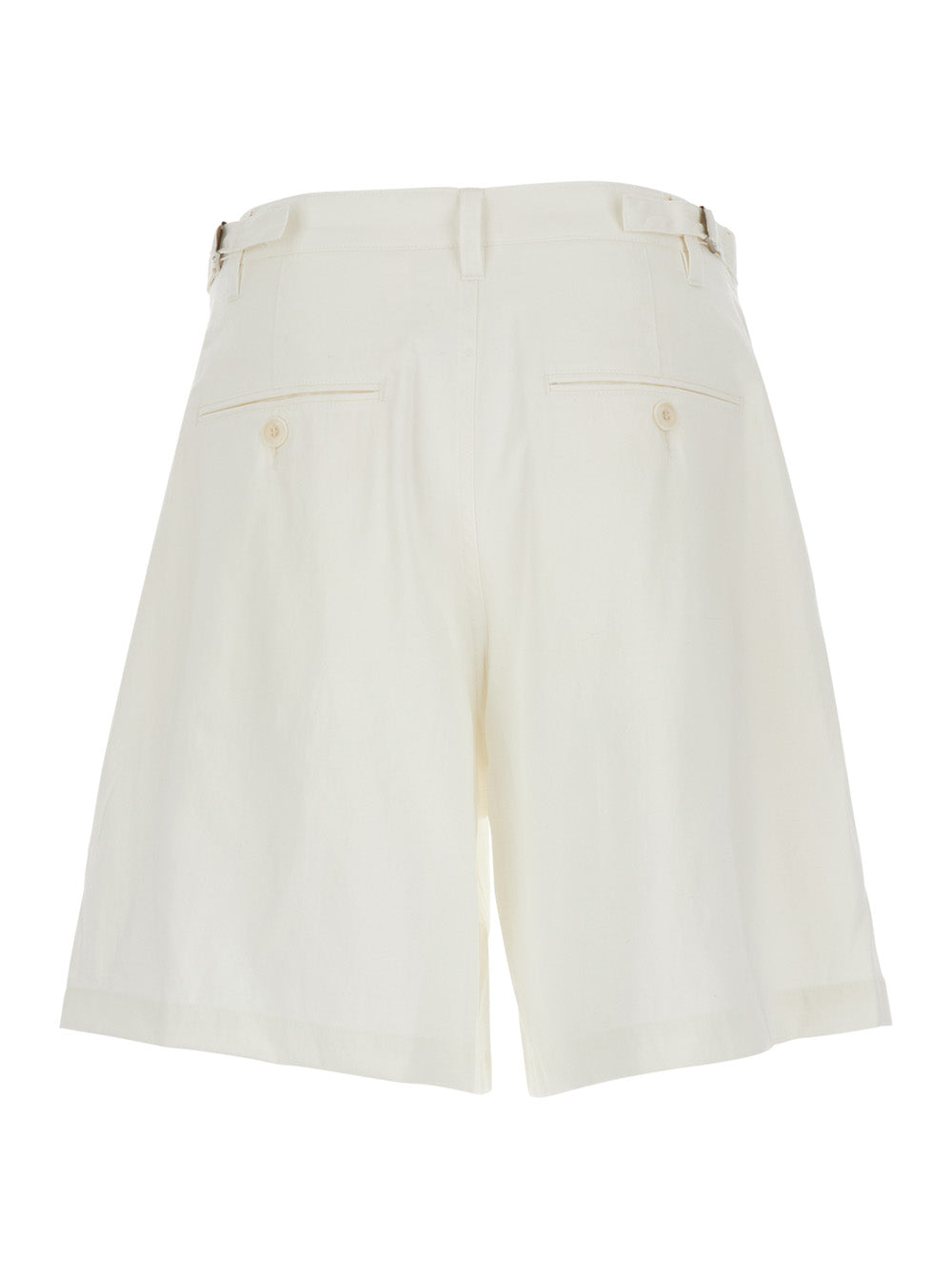 Coor Front Pleats Shorts — White, view 2