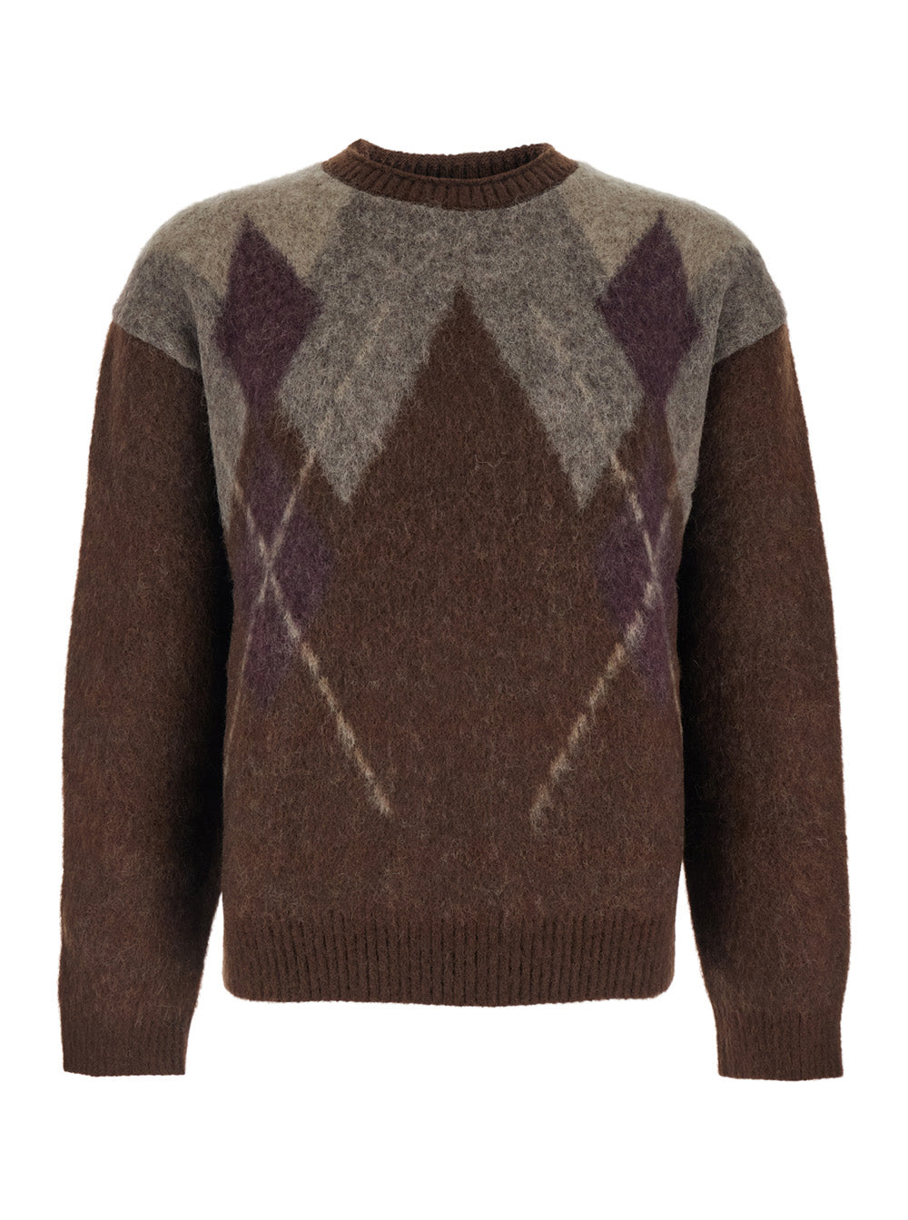 Coor Argyle Crewneck Sweater — Brown by Coor