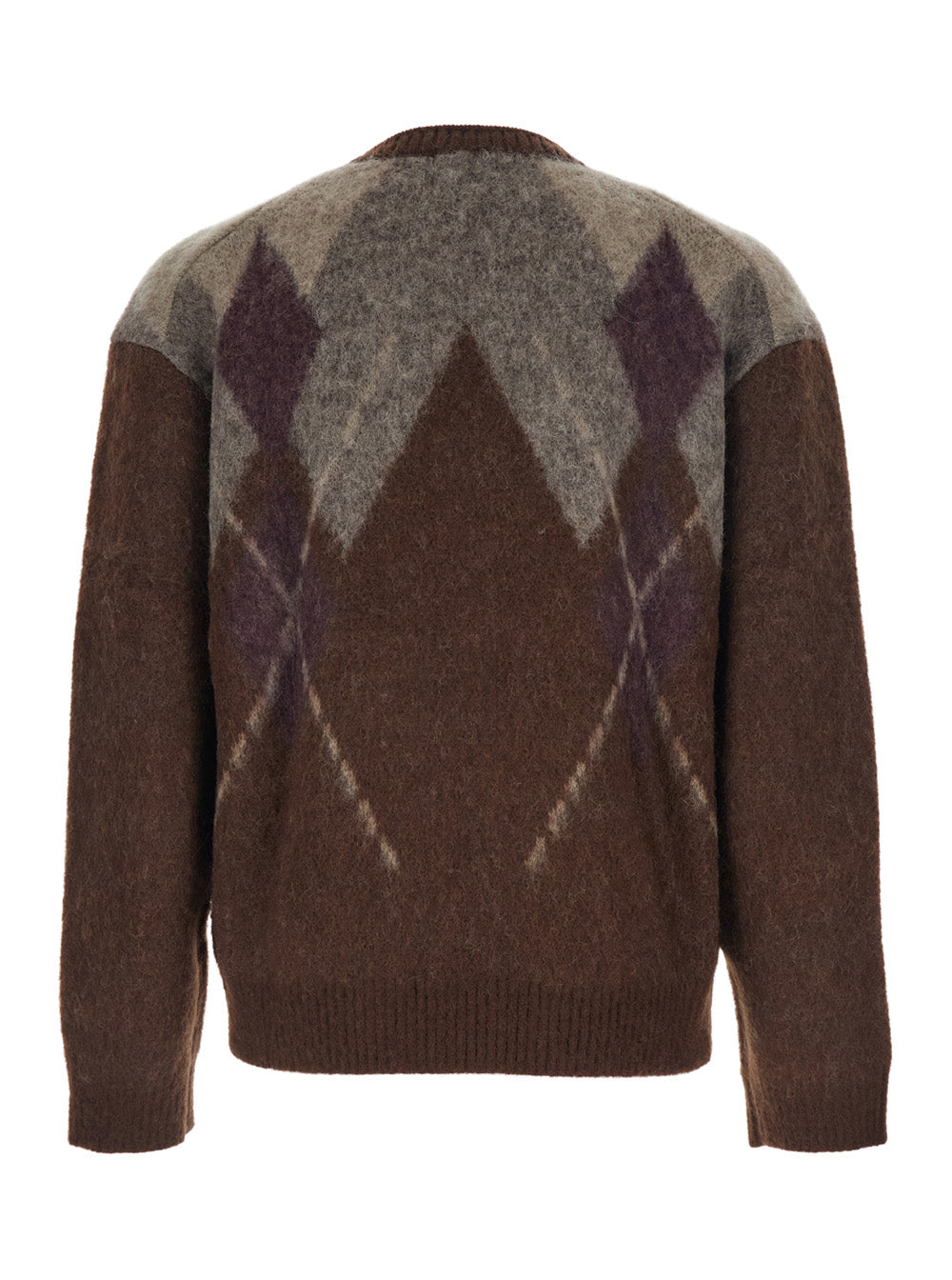 Coor Argyle Crewneck Sweater — Brown, view 2