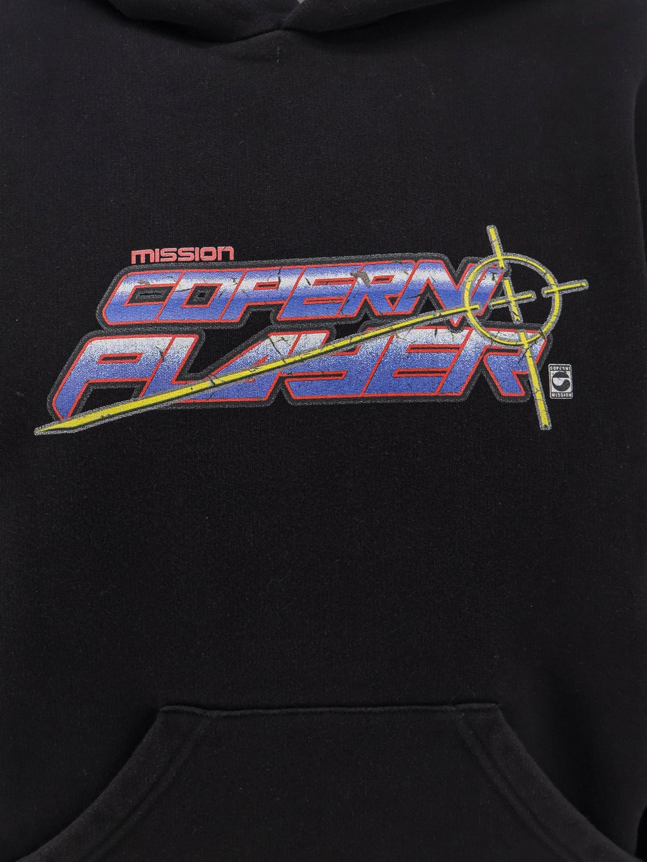 Coperni Logo-Embroidered Cotton Hoodie — Black, view 3