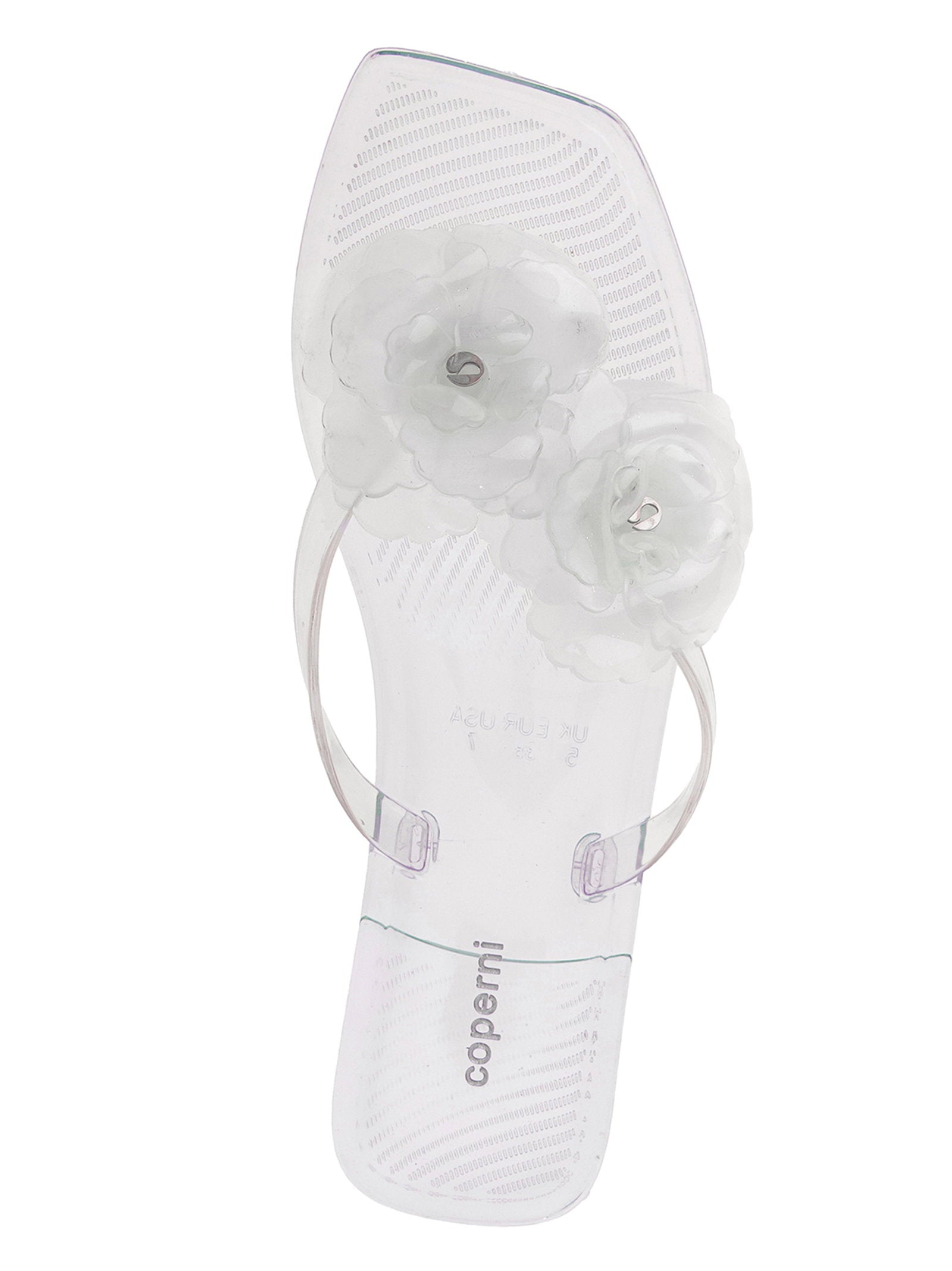 Coperni Silicone Flower Sandals — White, view 4