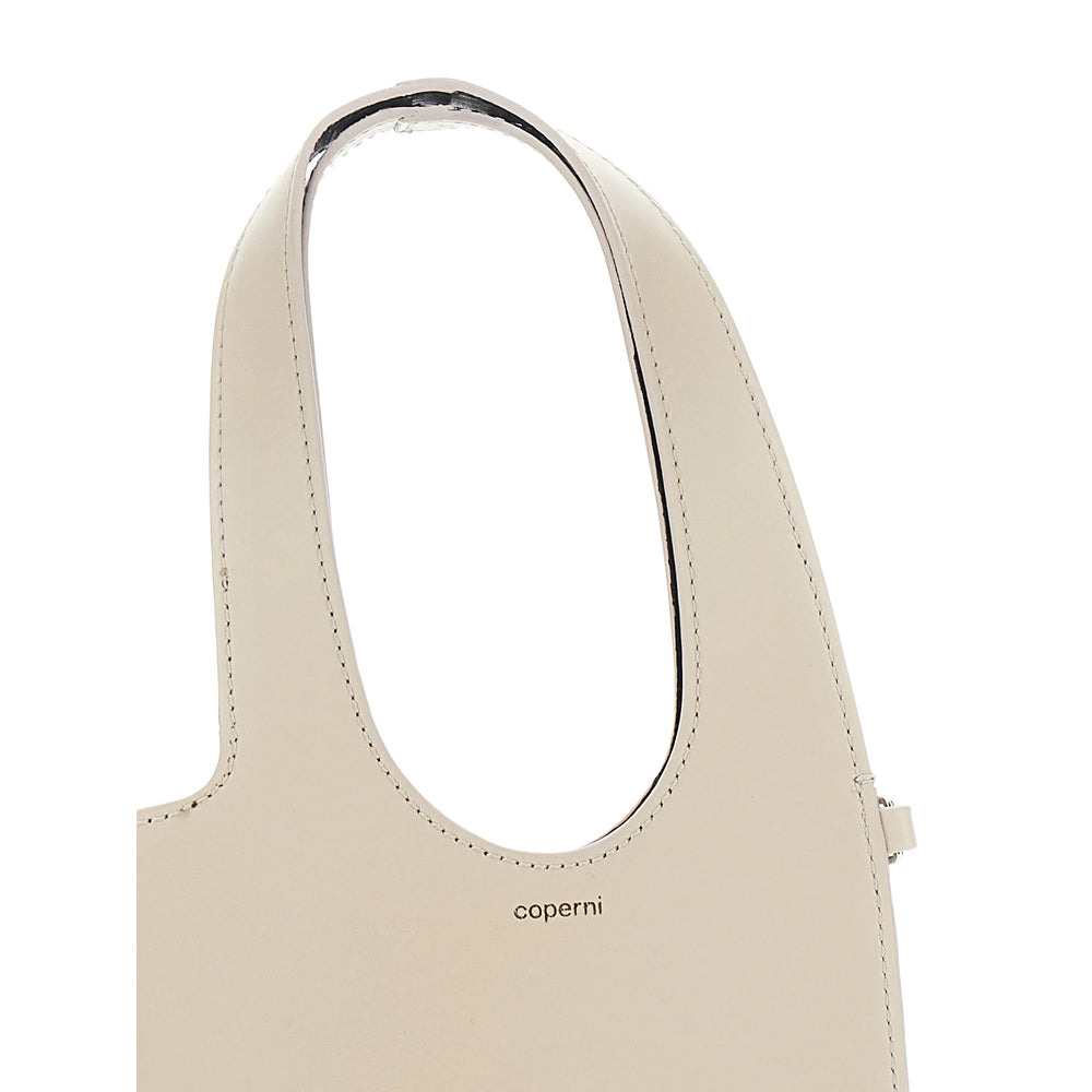 Coperni Heart-Shaped Calf Leather Shoulder Bag — Beige, view 3